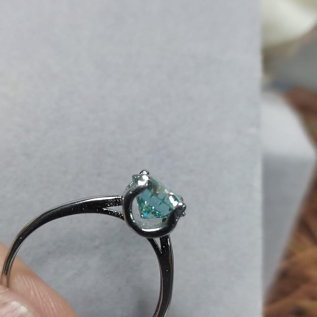 Light Blue Moissanite with Zircon Accent Couple Rings Set S925 Silver Plated with 18K White Gold for Wedding, Anniversary, Engagement SL081 - SL Precious