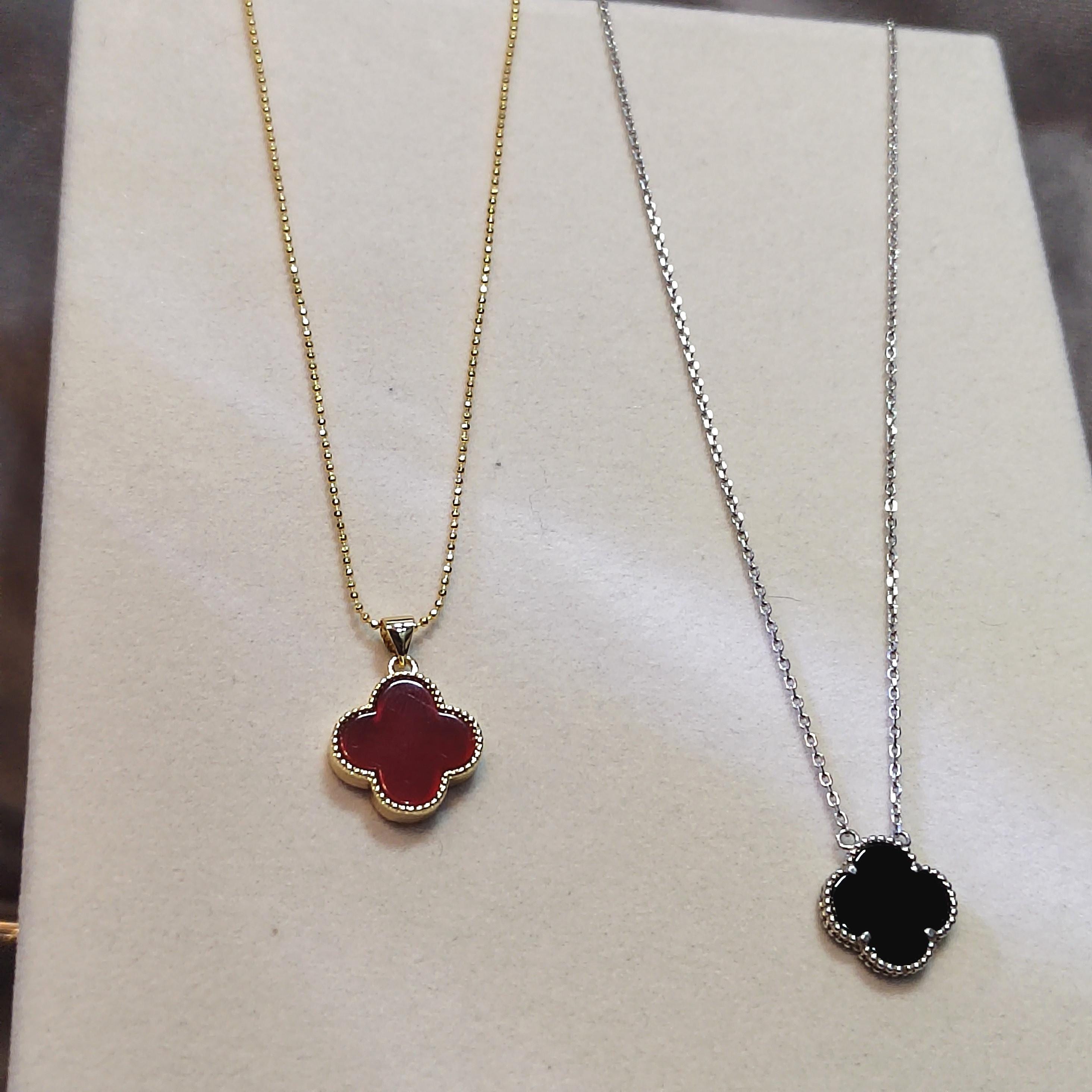 Red and Black Agate Pendant Necklaces Plated Yellow & White Gold on 925 Sterling Silver SL162 SL163 - SL Precious