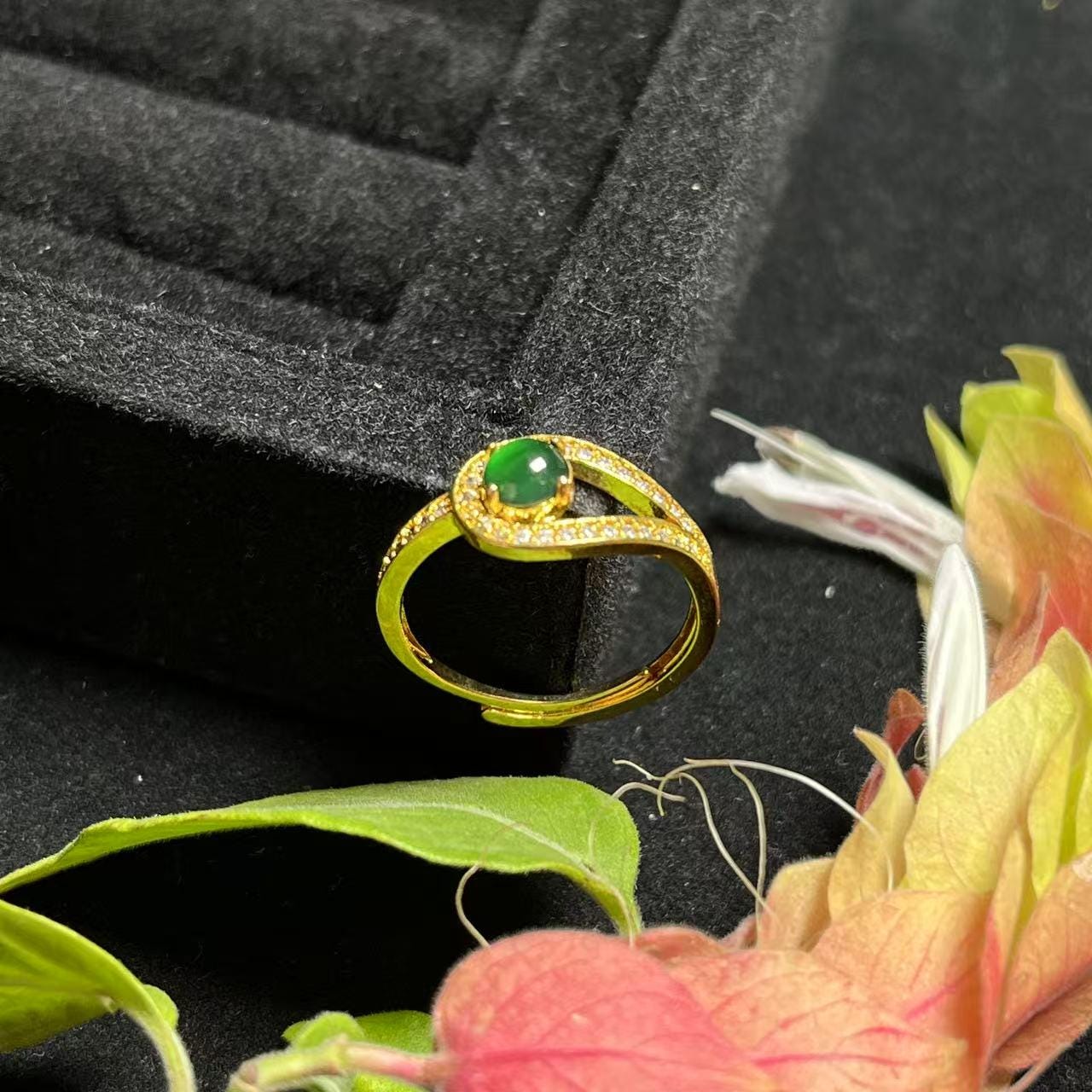 Certified Natural Guatemala Imperial Green Jadeite Minimalist Ring SL377x39
