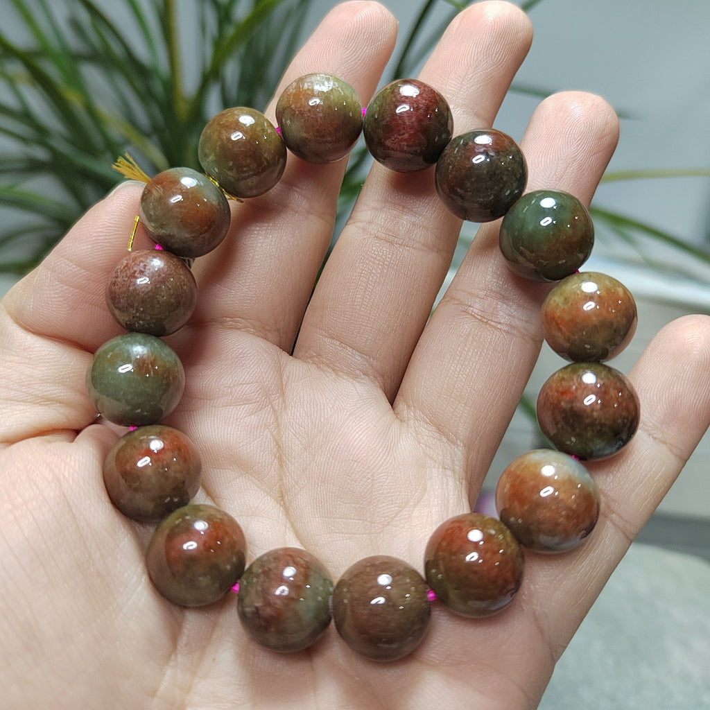 Natural Untreated Beautiful Mix Colors Burmese Rare Red Green Jadeite 16pcs Beads Bracelet SL102 - SL Precious