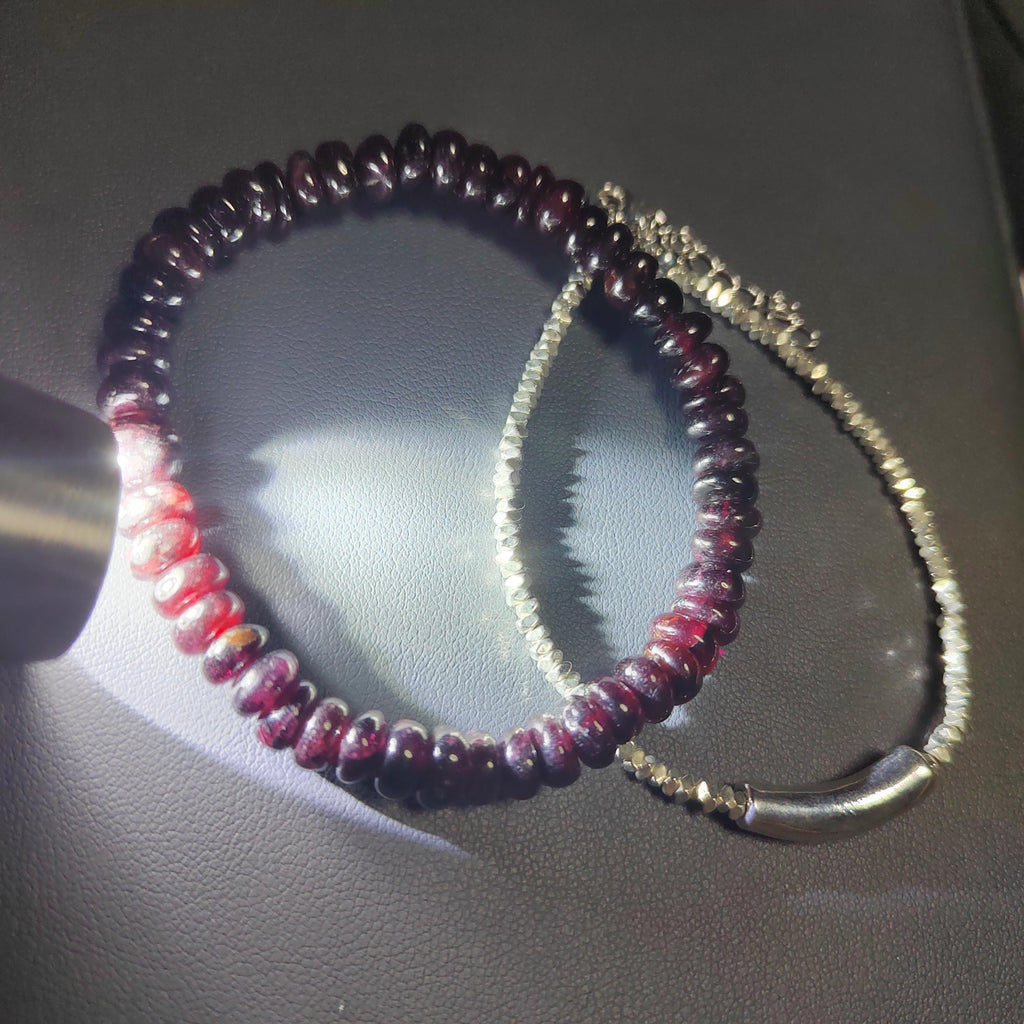 Unisex Natural Garnet Double Layer Mix & Match Design Silver Bead Bracelet SL166 - SL Precious