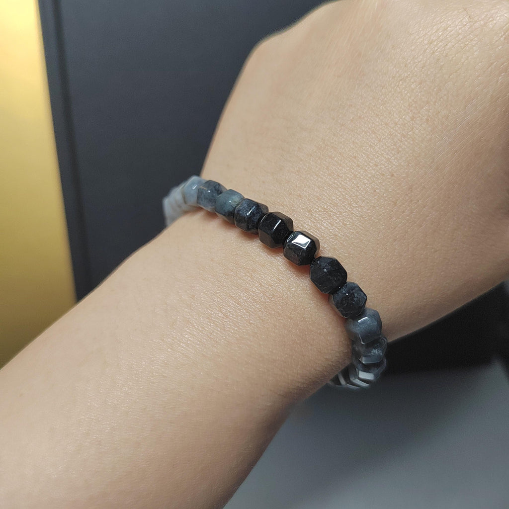 Certified Natural Untreated Burmese 4 Tones Wuji Six Surfaces Diamond Cut Bead Bracelet SL230 - SL Precious