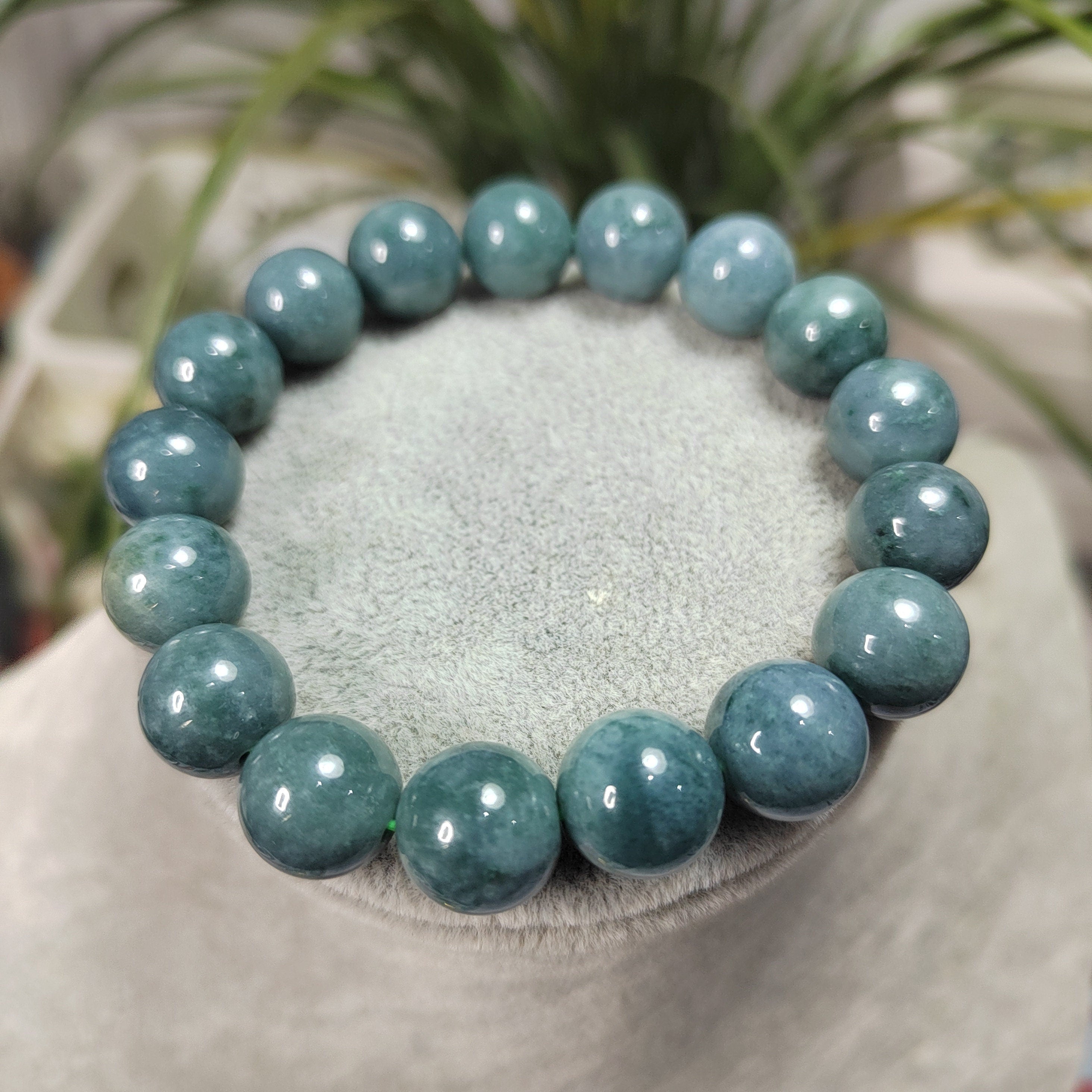 Certified Burmese Natural Blue Water Untreated Beautiful Blue Green Yellow 17pcs Beads Jadeite Bracelet 蓝水带黄翡 SL105