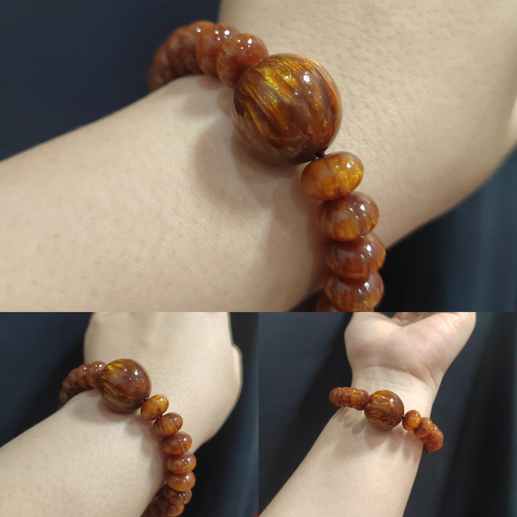 Golden Sea Willow Bracelet 金丝海柳手串 | Natural Ocean Coral | 26 Beads 10.9mm + 19.8mm | 17cm Wrist | Healing Energy SL128 - SL Precious