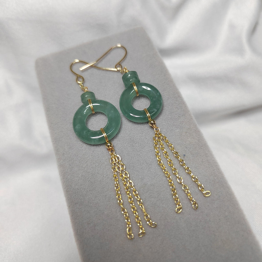 Certified Guatemala Icy Jadeite 2pcs Set | 14K Gold Filled | Minimalist Earrings & Bracelet | Elegant Pi Disc 平安扣 SL117