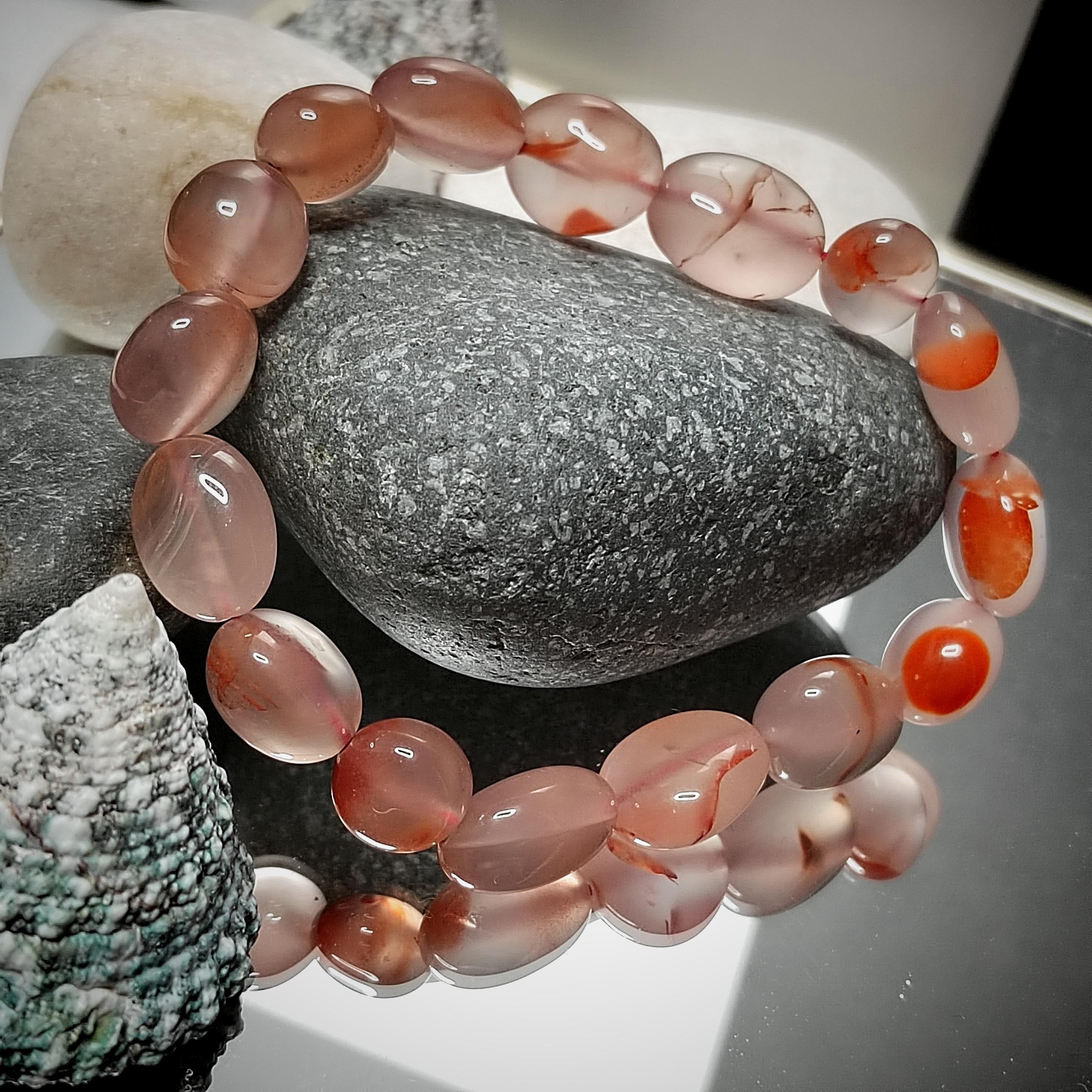 Certified A-Grade Natural Untreated Elegant China Nanhong Agate Yunna Sichuan Jiukou Icy Floating Flower Uneven Cut Bead Bracelet SL277