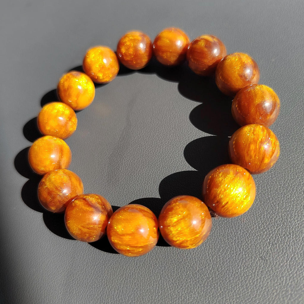 Rare Golden Sea Willow Bracelet 13.4mm | 15pcs | Natural Ocean Coral Gem | 天然金海柳手串 | SL124 - SL Precious