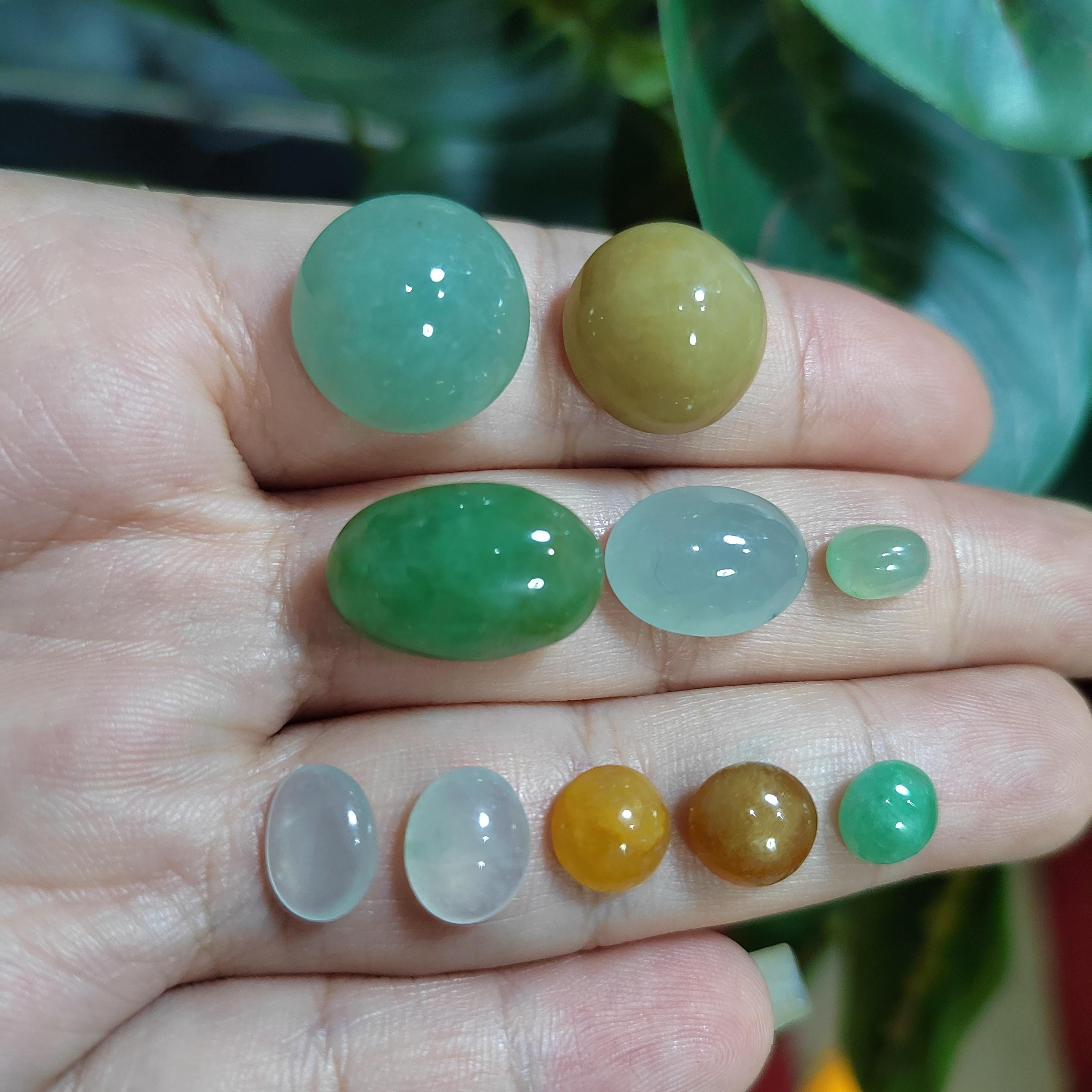 Natural Untreated 10pcs Set Burmese Multicolour Cabochons Jadeite SL405 - SL Precious