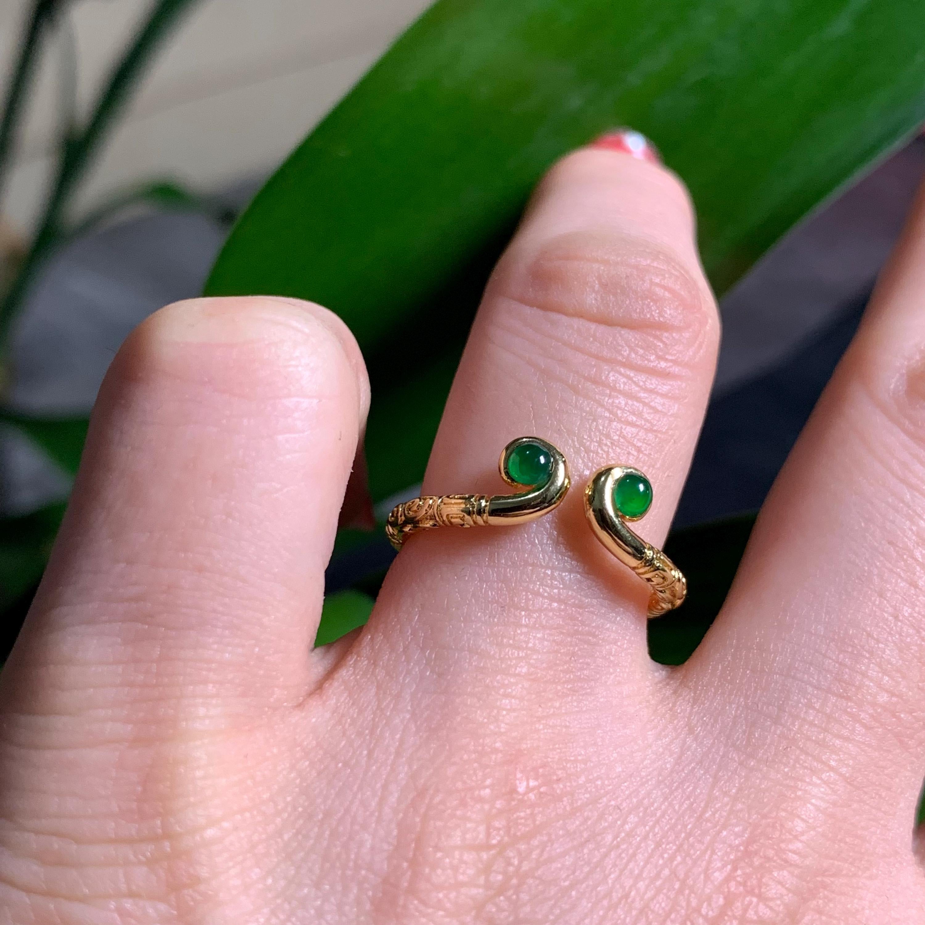 Certified Guatemala Imperial Green Minimalist Design 18k Gold Plated Ring SL248X7 - SL Precious