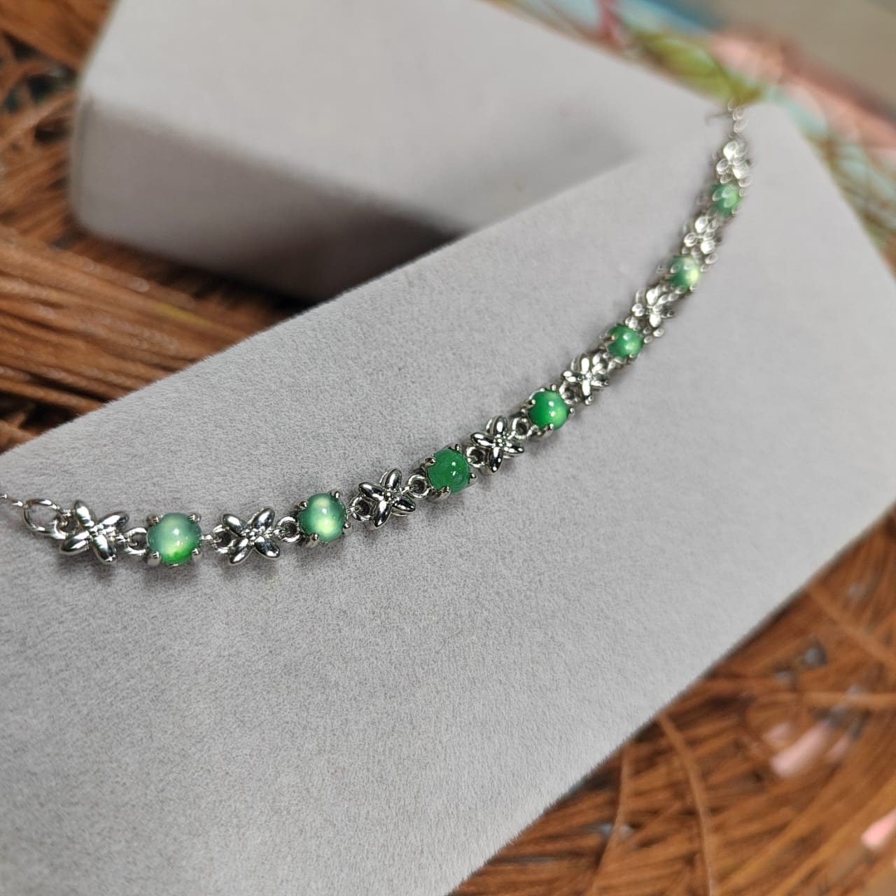 Certified A-Grade Glowing Light Effect Jadeite 925 Silver Ring & Bracelet Set | For Her SL035 - SL Precious