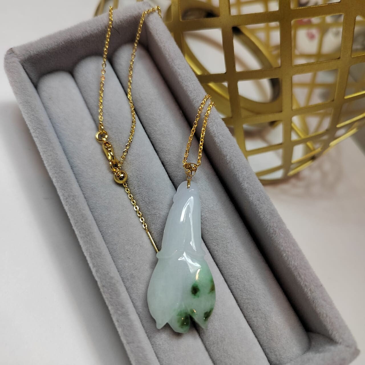 Luxurious A-Grade Gemstone Jadeite Pendant in Yellow Gold Setting for Special Occasions SL8013 - SL Precious