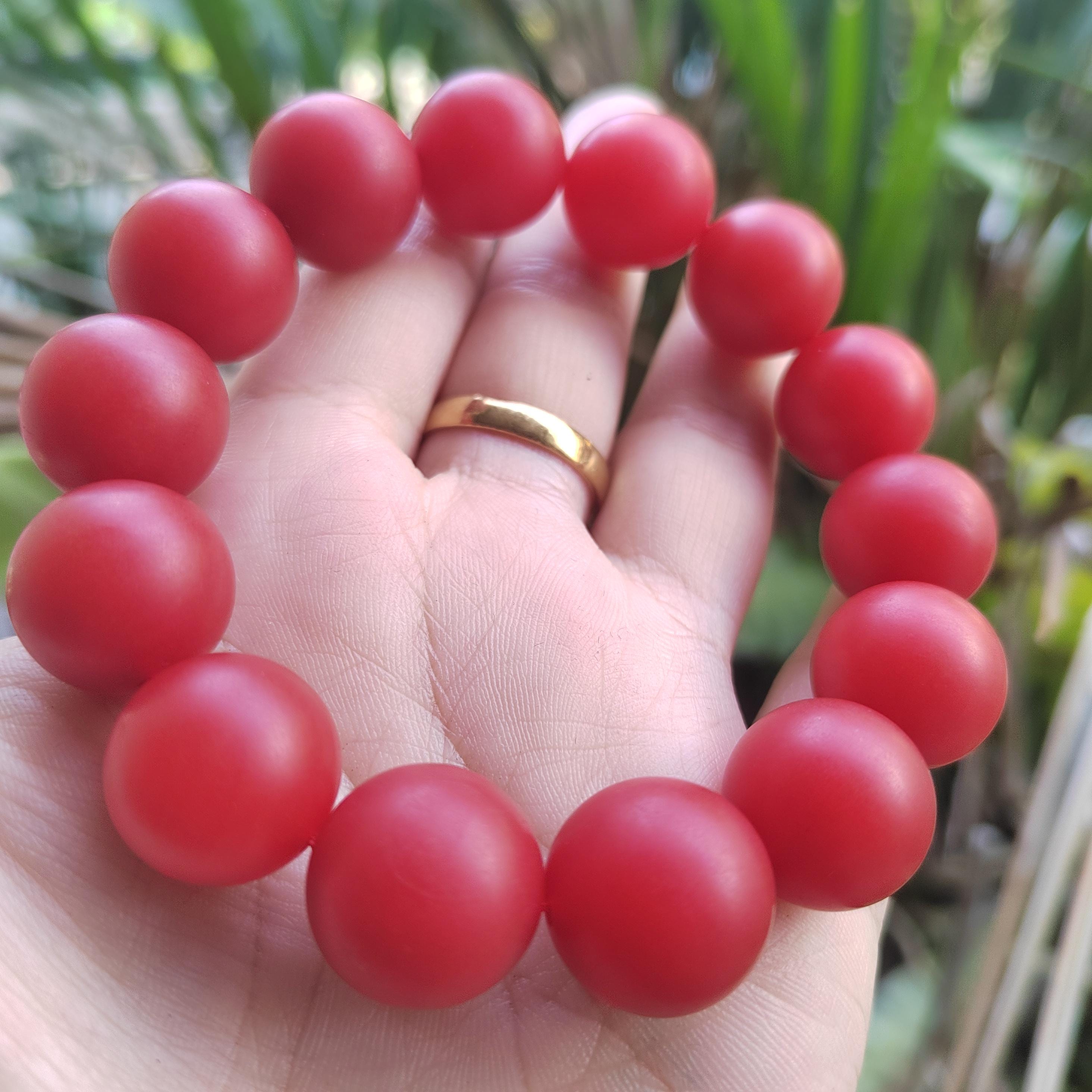 Certified A-Grade Natural Yunna Baoshan Xishan Yangliu Nanhong Red Agate Persimmon Red Matte Surfaces Bead Bracelet 16.5-16.7mm SL399