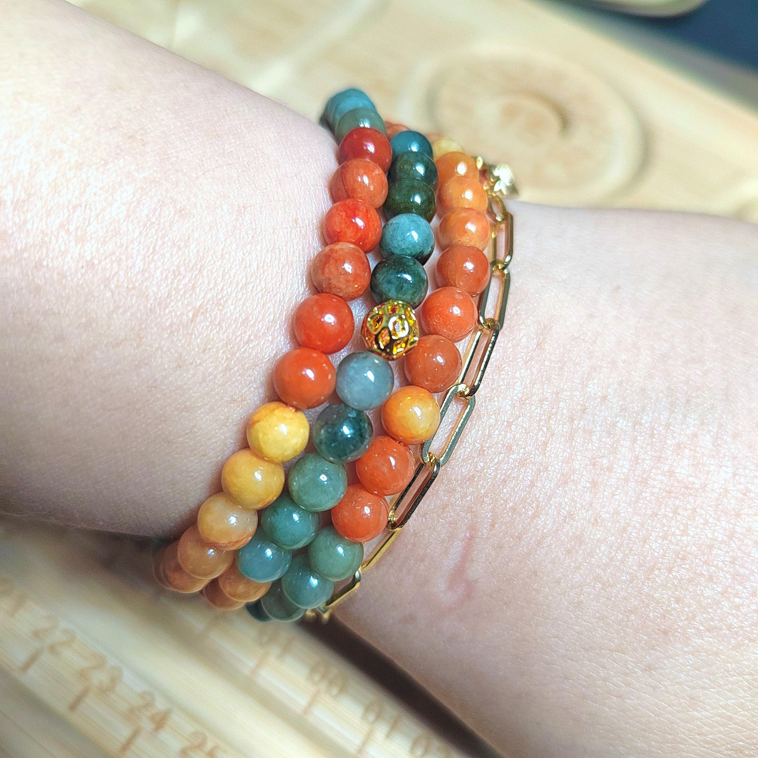 Certified Burmese Jadeite Red-Yellow-Green 14k Plated Natural A Grade Bead 2 Ways Bracelet/Necklace Design SL354