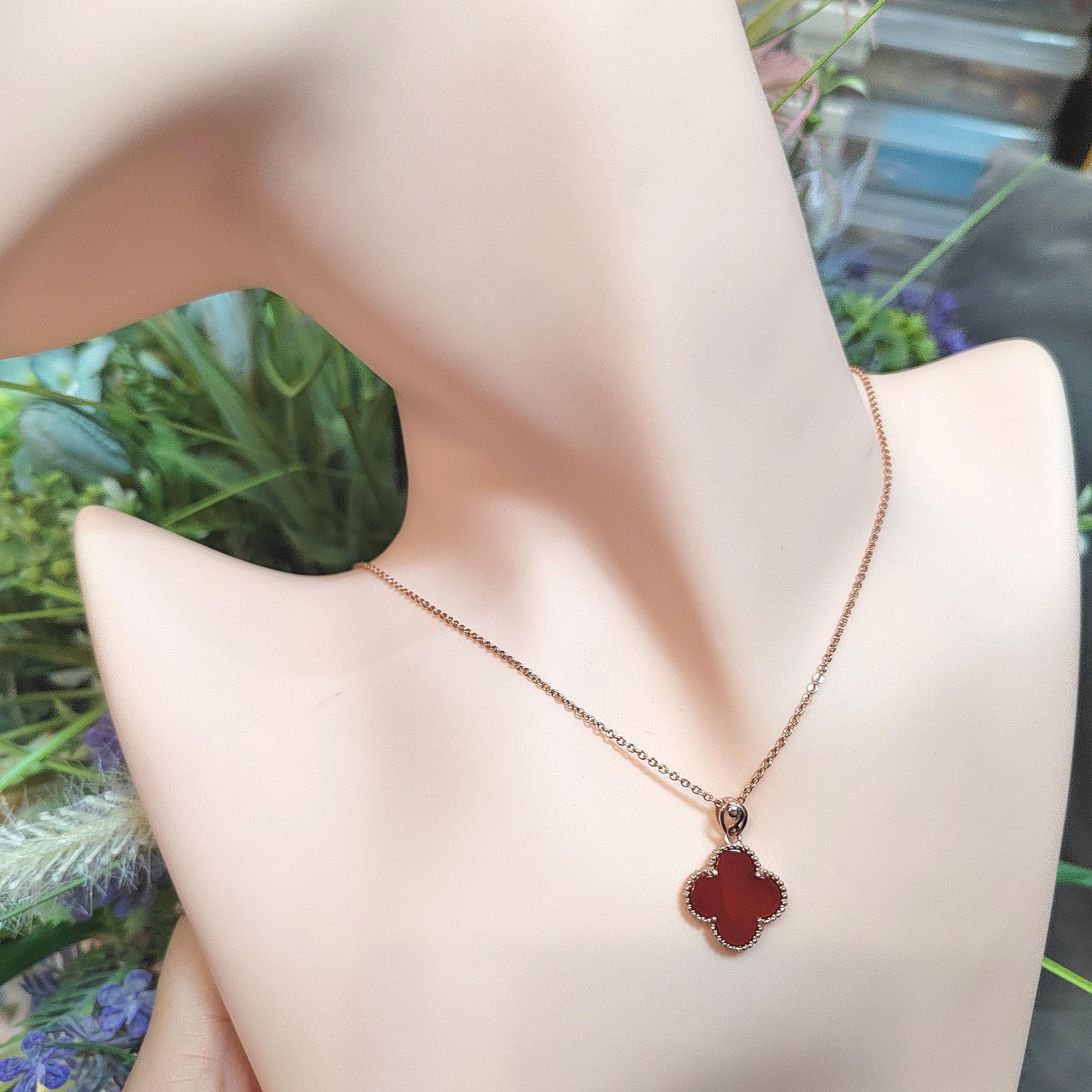2pcs Set Lucky Flower Natural Red Nanhong Agate Rose Gold Plated on S925 Sterling Silver Ring and Pendant/Chain SL164 南红玛瑙