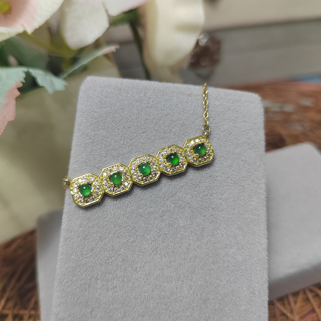Five Beautiful Burmese Green Little Light Bump Natural Untreated A Grade Jadeite Pendant Necklaces SL069 - SL Precious
