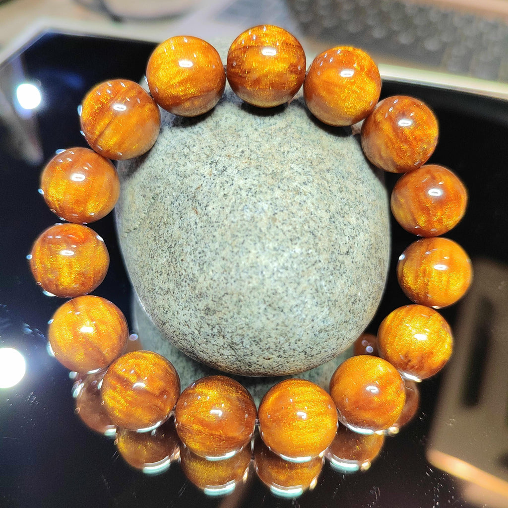 Rare Golden Sea Willow Bracelet 13.4mm | 15pcs | Natural Ocean Coral Gem | 天然金海柳手串 | SL124 - SL Precious