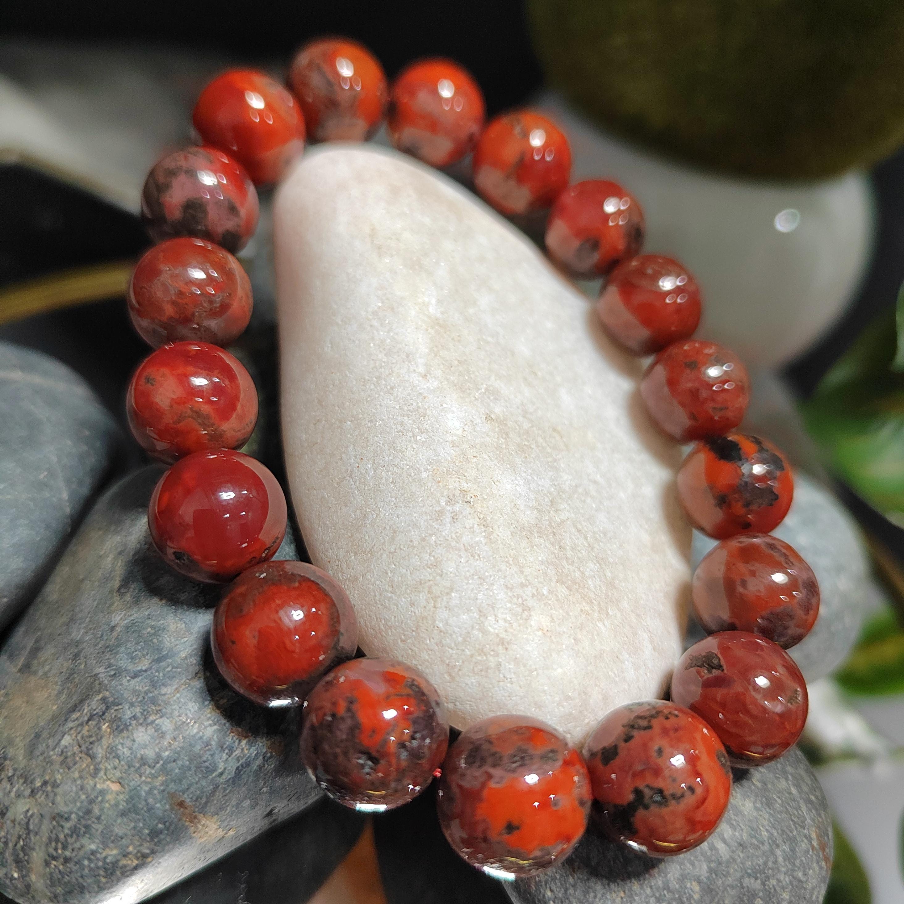 Certified A-Grade Natural Southern Sichuan Liangshan Waxi Deep Red Nanhong Agate|Raw Skin| Iron Skin Shine Surface Beads Bracelet SL385
