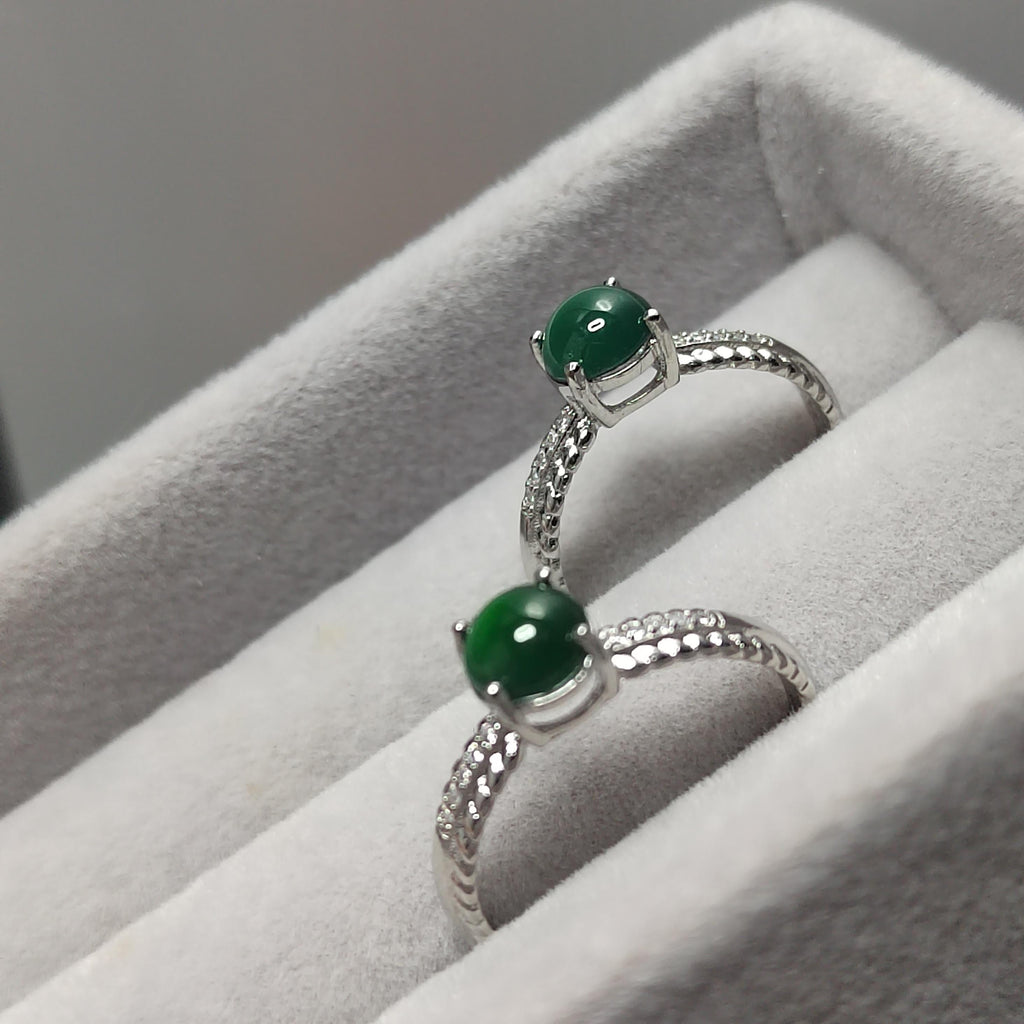 Certified A-Grade Natural Gemstone Untreated Guatemala Imperial Green Jadeite Simple Minimalist Design S925 Ring SL245X4 - SL Precious