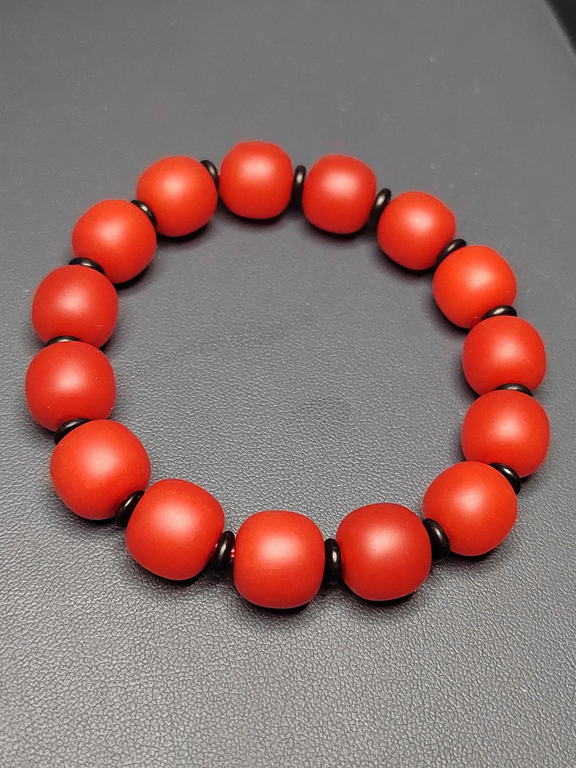Certified A-Grade Natural Southern Baoshan Yunna Nanhong Red Agate Barrel Beads Bracelet SL267X26 中国云南保山南红玛瑙手串-冰红，满肉，透光