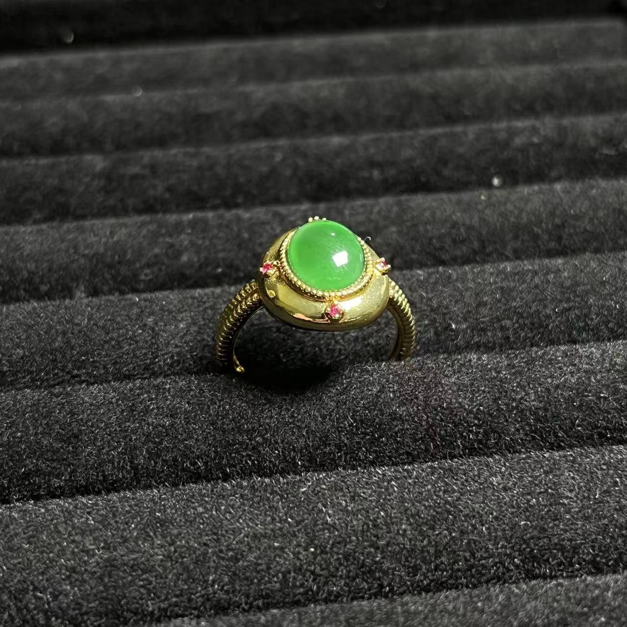 Certified Natural Untreated Guatemala Imperial Green  Oval Cabochon Jadeite Elegant Ring SL369x37
