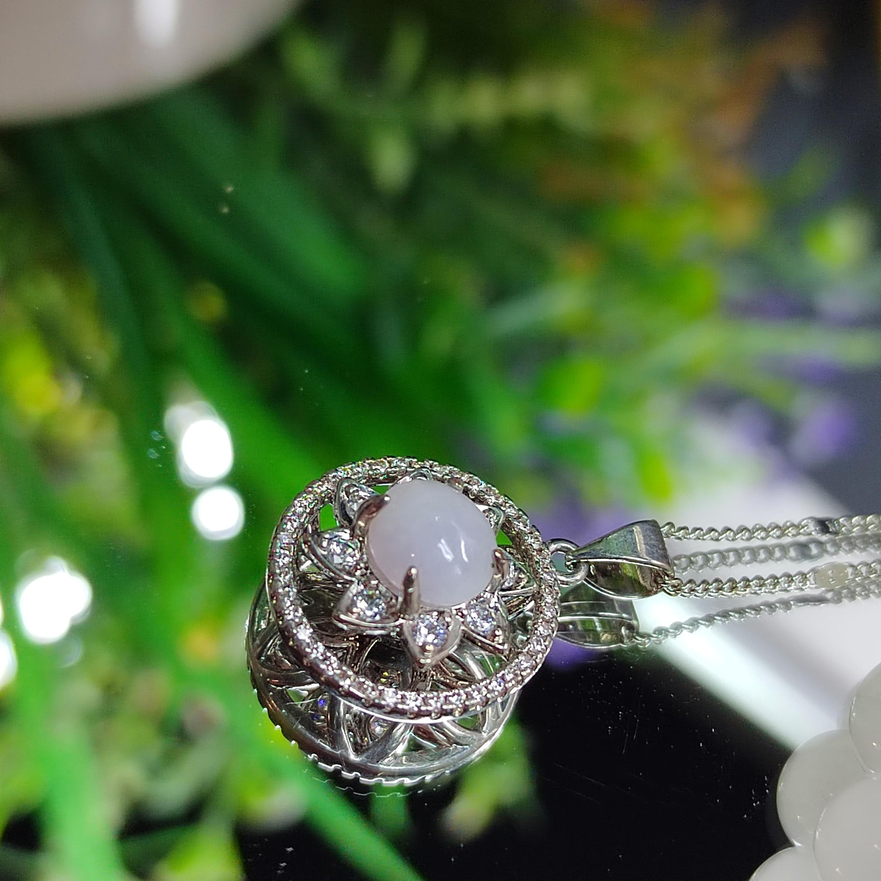 Lucky Spin Purple Natural Burmese Untreated Zirconia Stone Jadeite Pendant SL072 - SL Precious