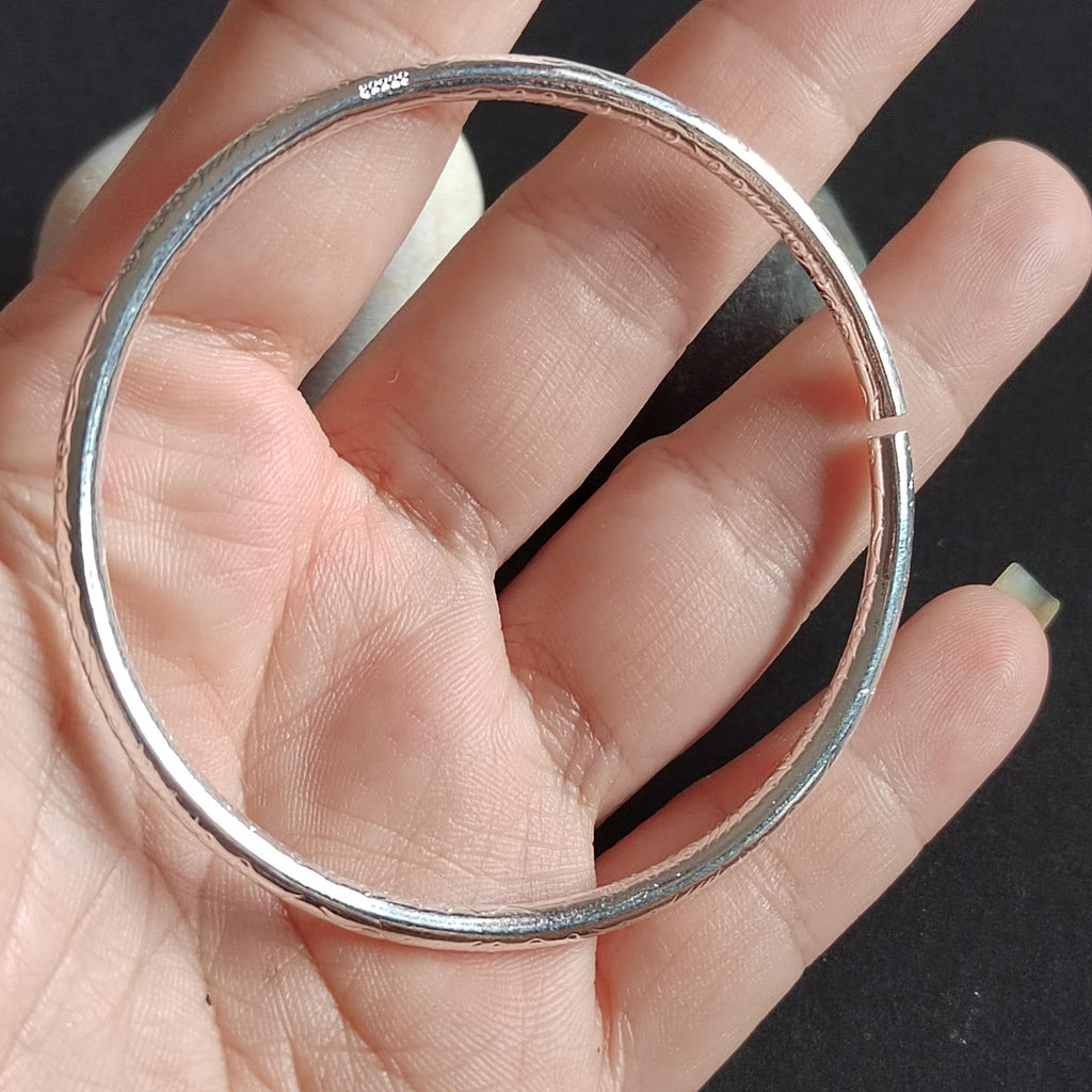 S9999 Silver Filled Vermeil Bohemian Carving Lucky Bangle Cuff, Best Gift for Her - Minimalist & Elegant Design - SL287