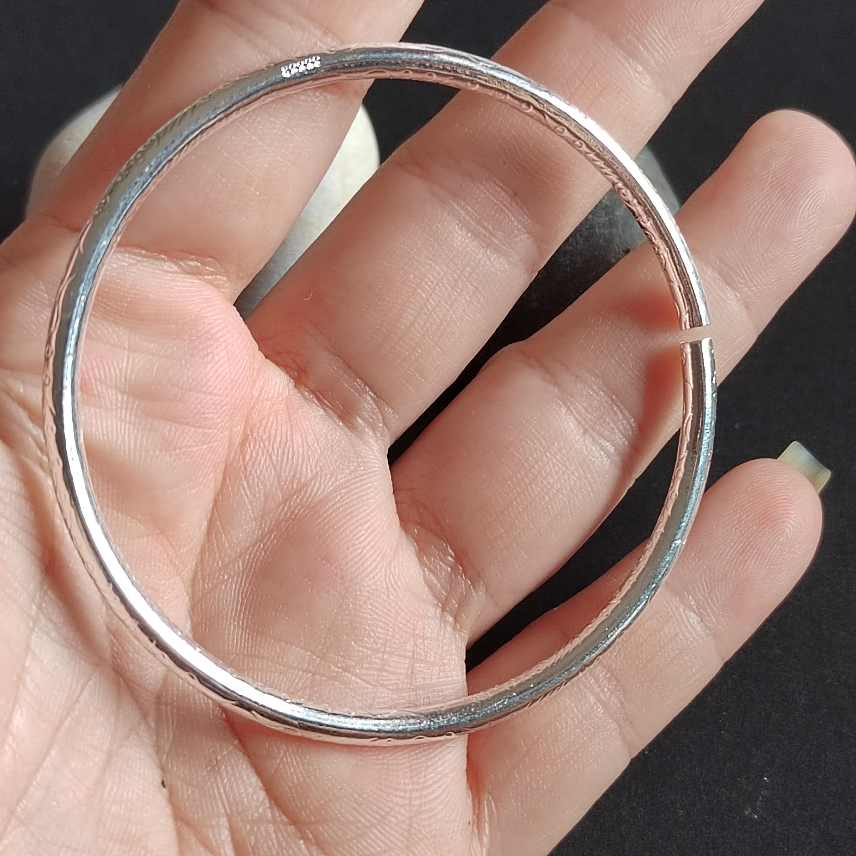 S9999 Silver Filled Vermeil Bohemian Carving Lucky Bangle Cuff, Best Gift for Her - Minimalist & Elegant Design - SL287