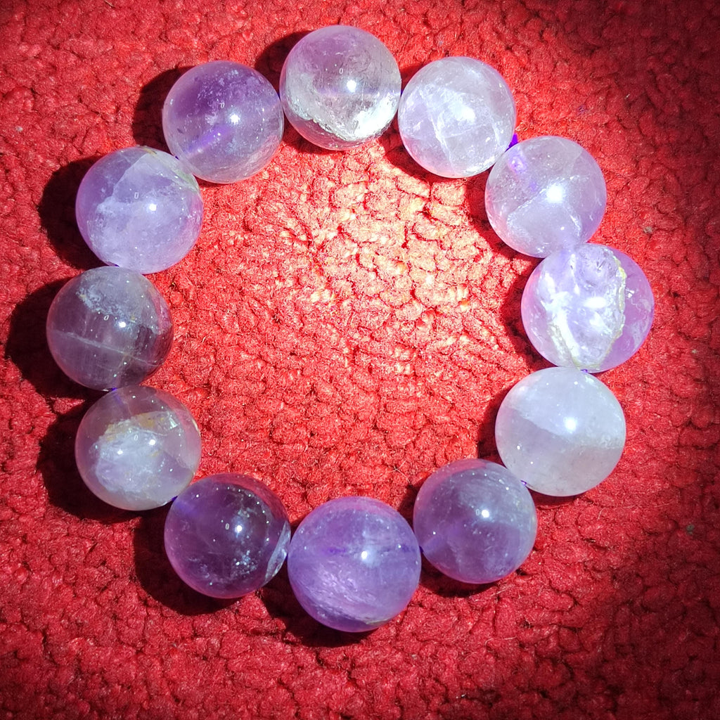 Large 18.5–19.5mm Natural Purple Lavender Amethyst Quartz Beads Bracelet, Statement Gemstone Jewelry SL107 - SL Precious