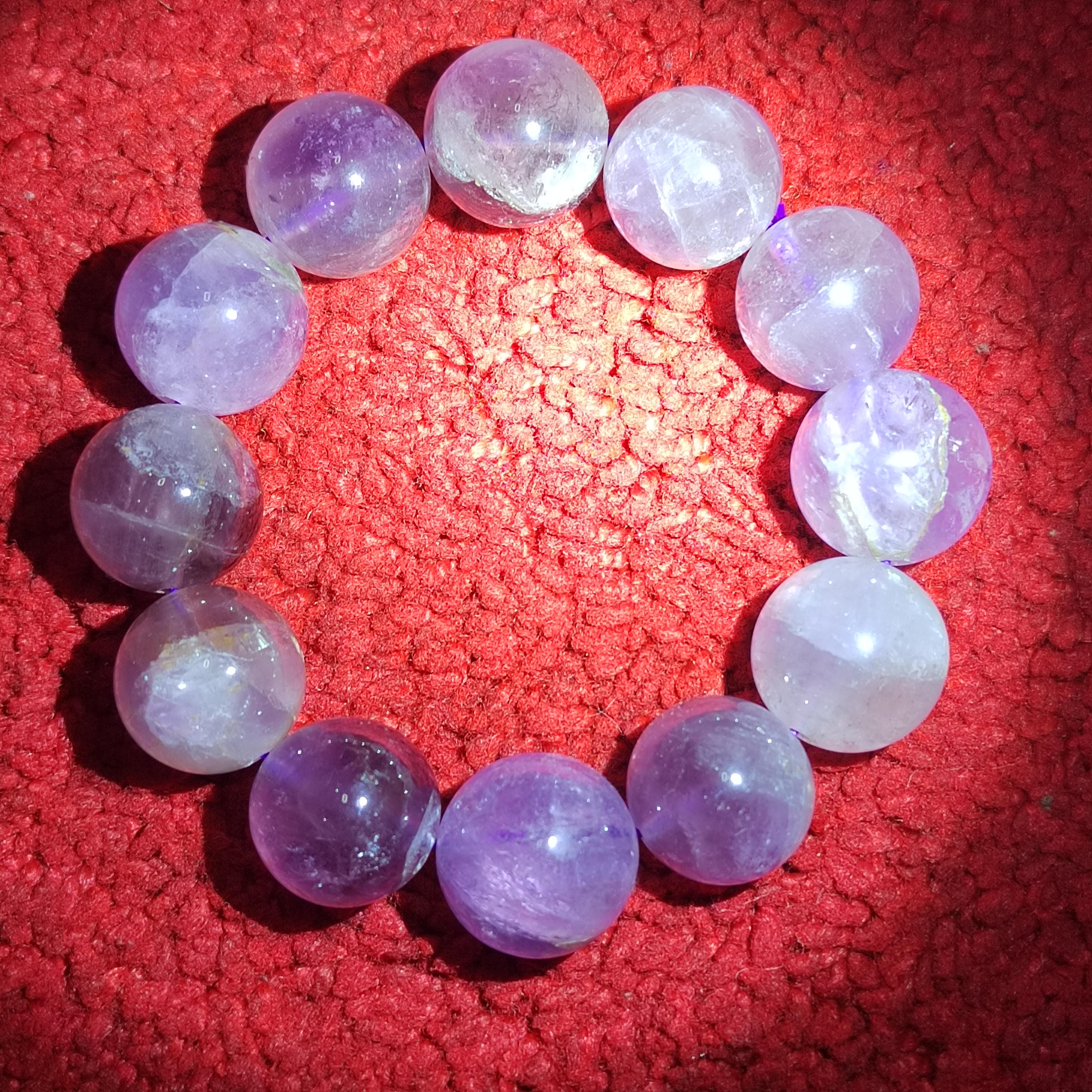 Large 18.5–19.5mm Natural Purple Lavender Amethyst Quartz Beads Bracelet, Statement Gemstone Jewelry SL107 - SL Precious