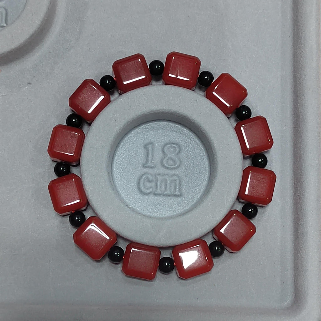 Certified A-Grade Natural Southern Baoshan Yunna Square Shape Icy Red Agate Beads Bracelet Untreated SL266X25 云南保山南红方糖手串，冰红，满肉，透光