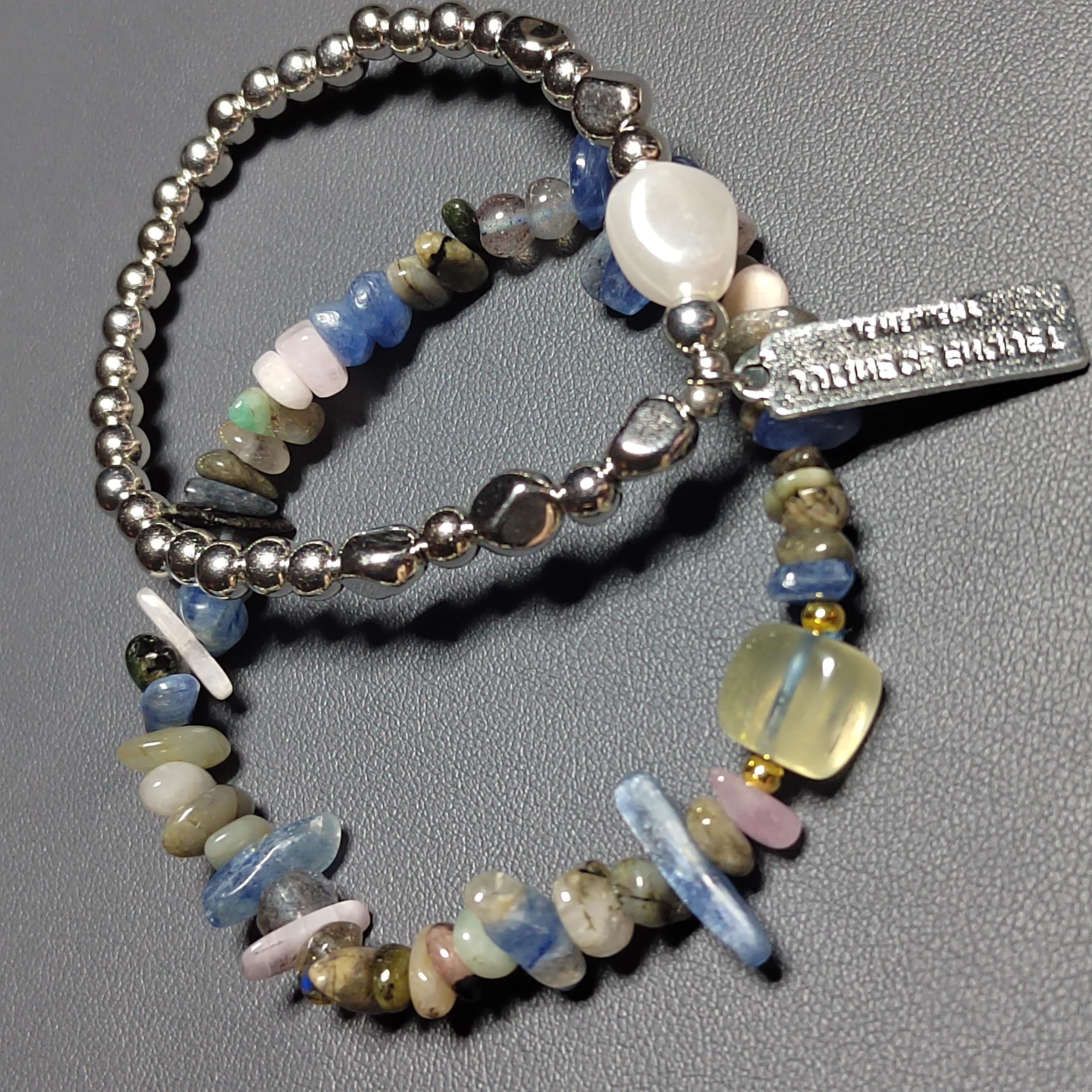 Natural Mix Colors Kunzite Bracelet | Uneven Beads Double-Layer Fashion with Silver Accents SL170 - SL Precious