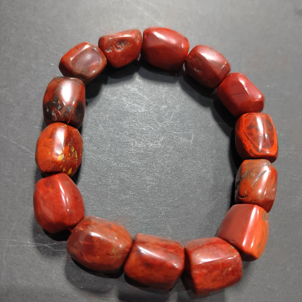 Certified Liangshan Nanhong Agate Bracelet: Flame Pattern, Iron Skin, Untreated SL382