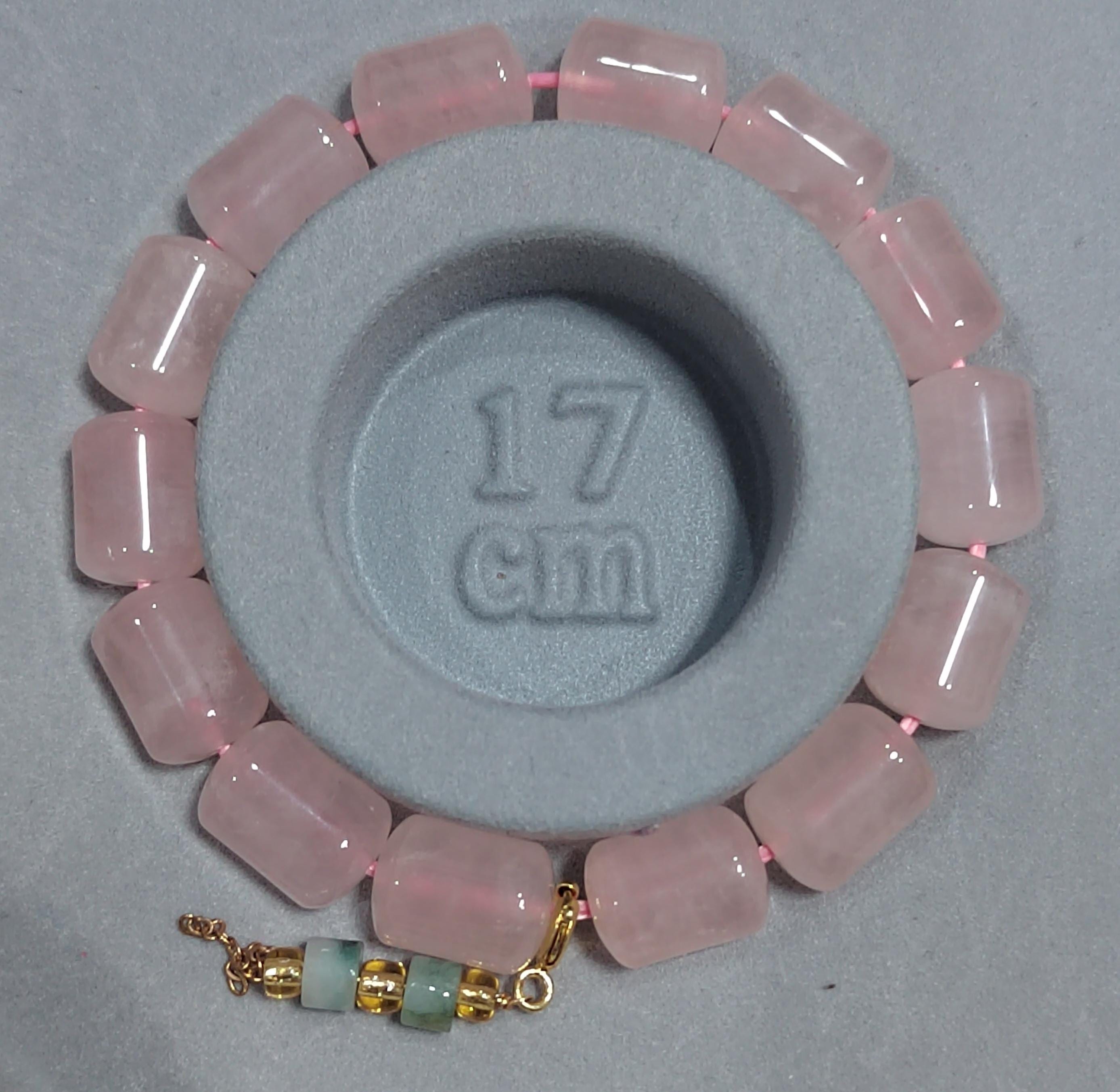 Beautiful Rose Quartz Beads Bracelet with Jadeite Chain SL103