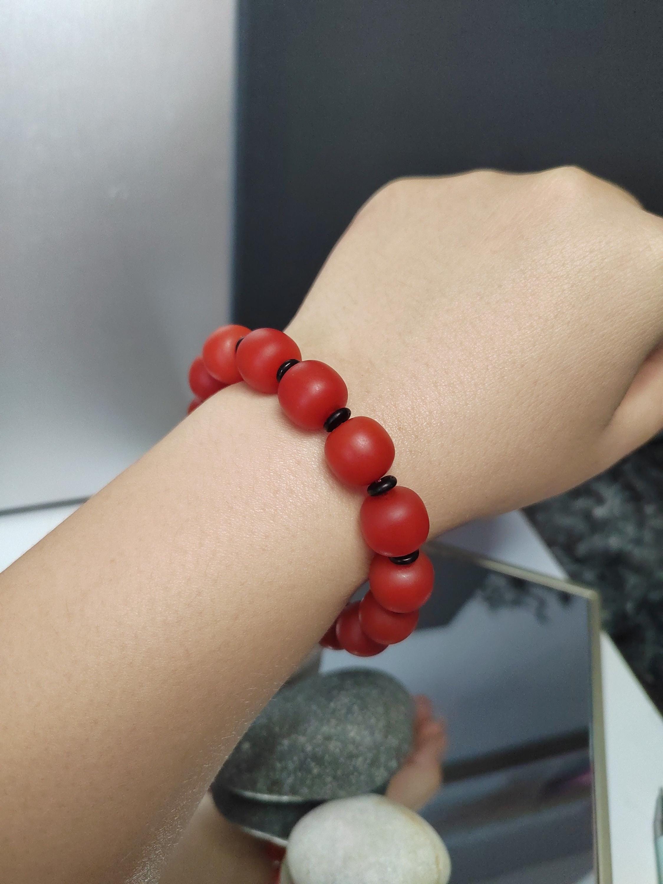 Certified A-Grade Natural Southern Baoshan Yunna Nanhong Red Agate Barrel Beads Bracelet SL267X26 中国云南保山南红玛瑙手串-冰红，满肉，透光