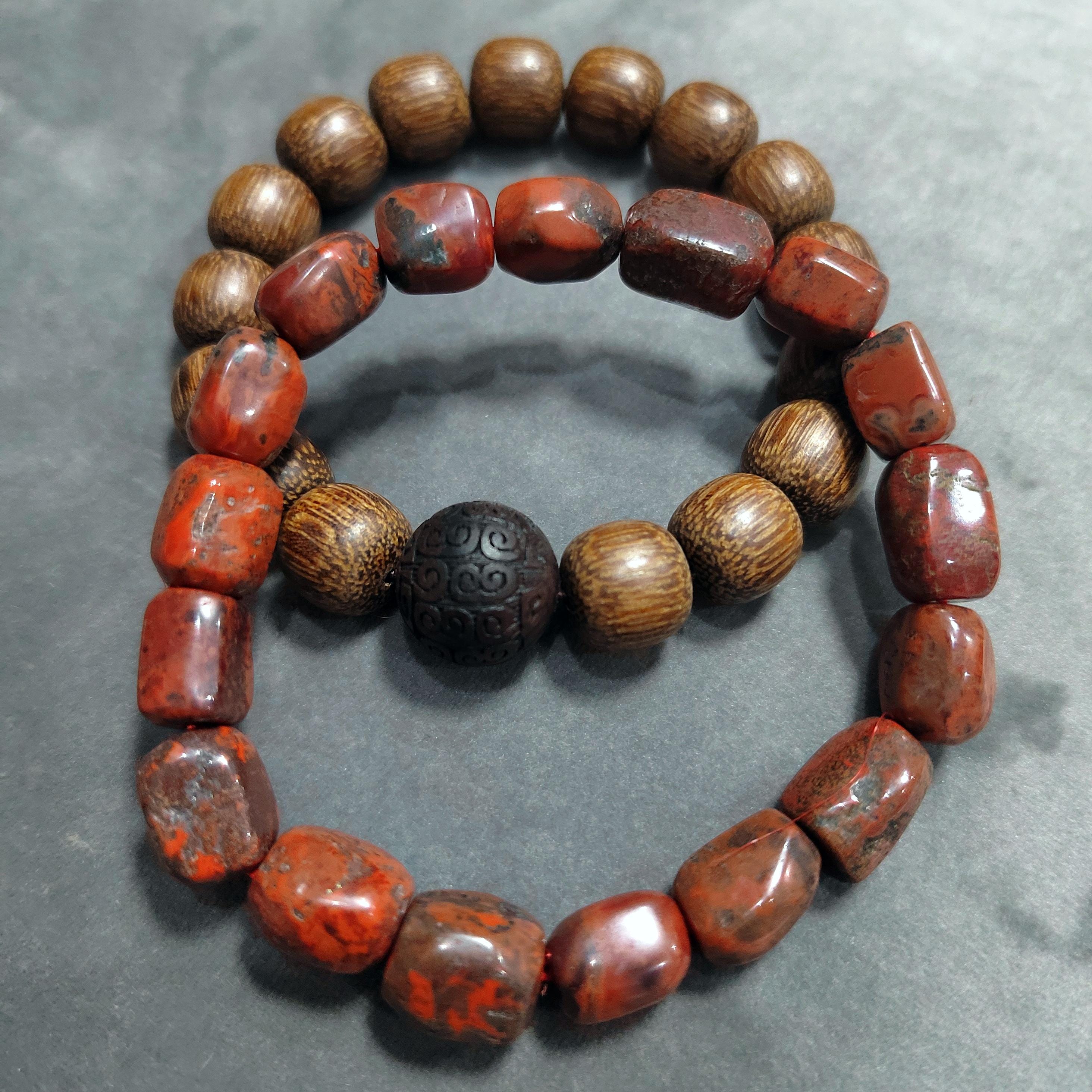Certified A-Grade Natural Southern Sichuan Liangshan Waxi Uneven Cut Beads m| Raw Skin/Shape| Free Agarwood Bead Bracelet 2pcs Set SL383