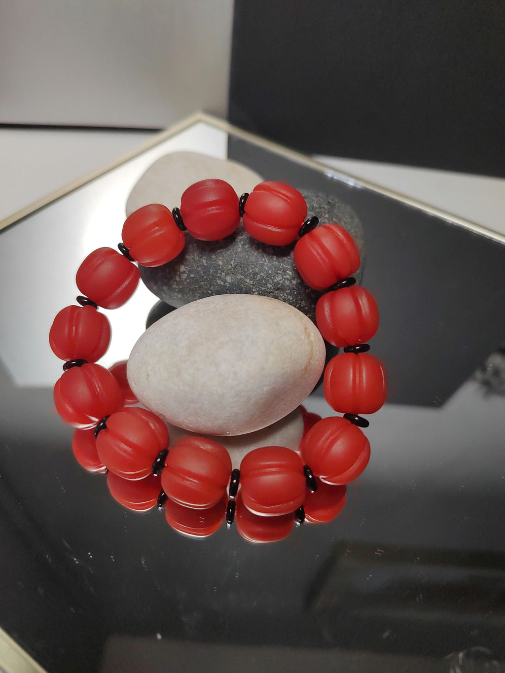 Certified Natural Untreated Baoshan Nanhong Pumpkin Bead Bracelet, Southern Red Agate, Rare Collector’s Gemstone Jewelry – SL169X28