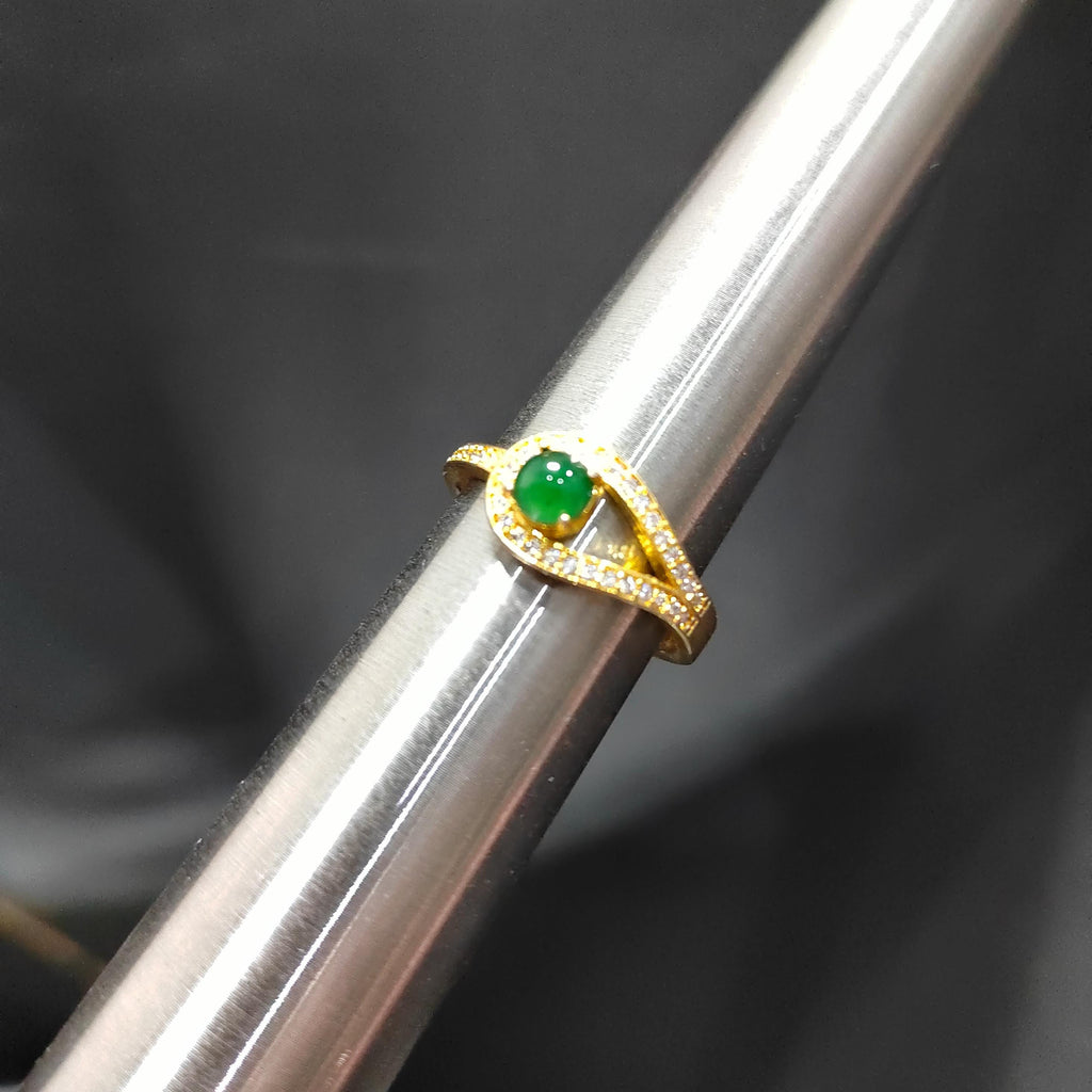 Certified Natural Guatemala Imperial Green Jadeite Minimalist Ring SL377x39