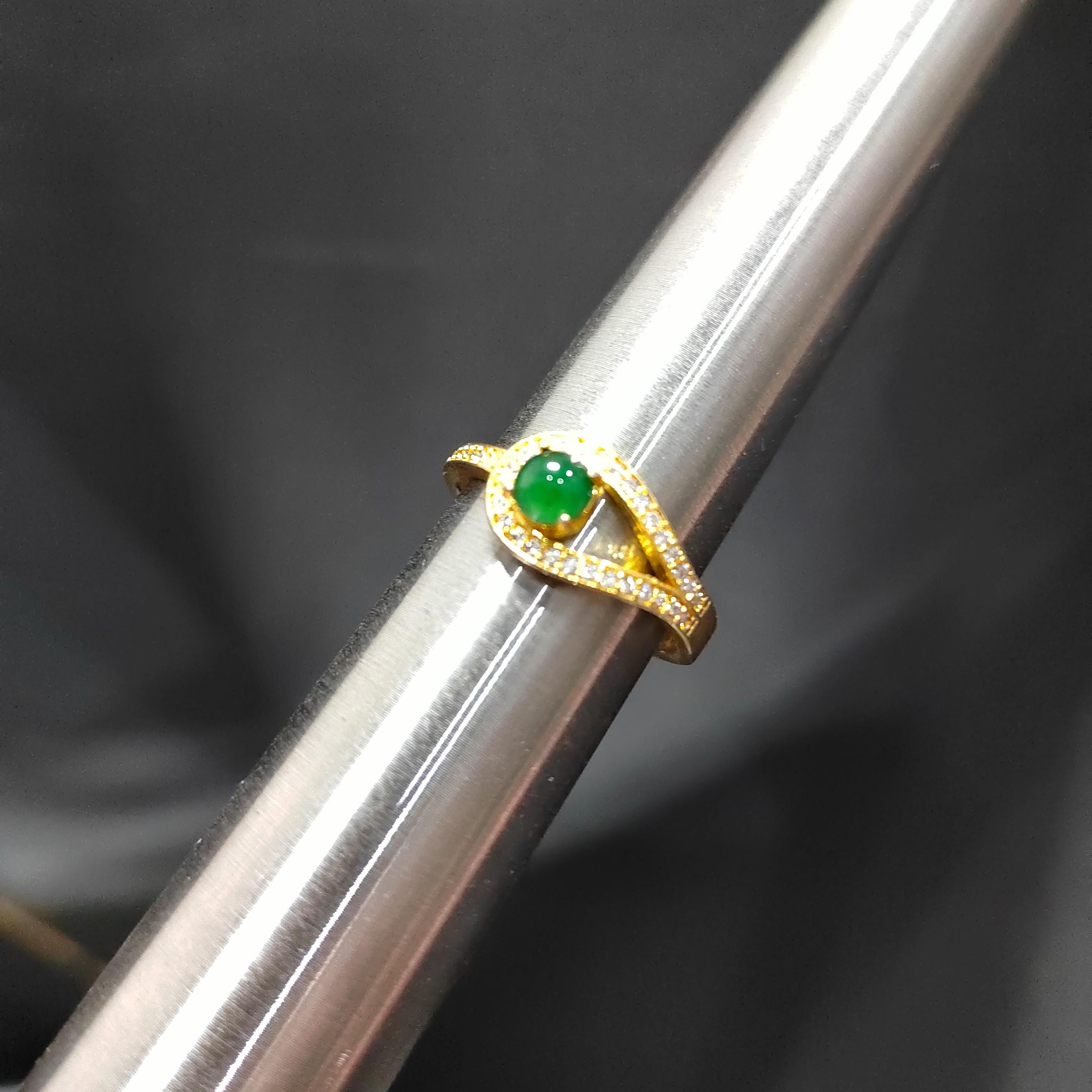 Certified Natural Guatemala Imperial Green Jadeite Minimalist Ring SL377x39