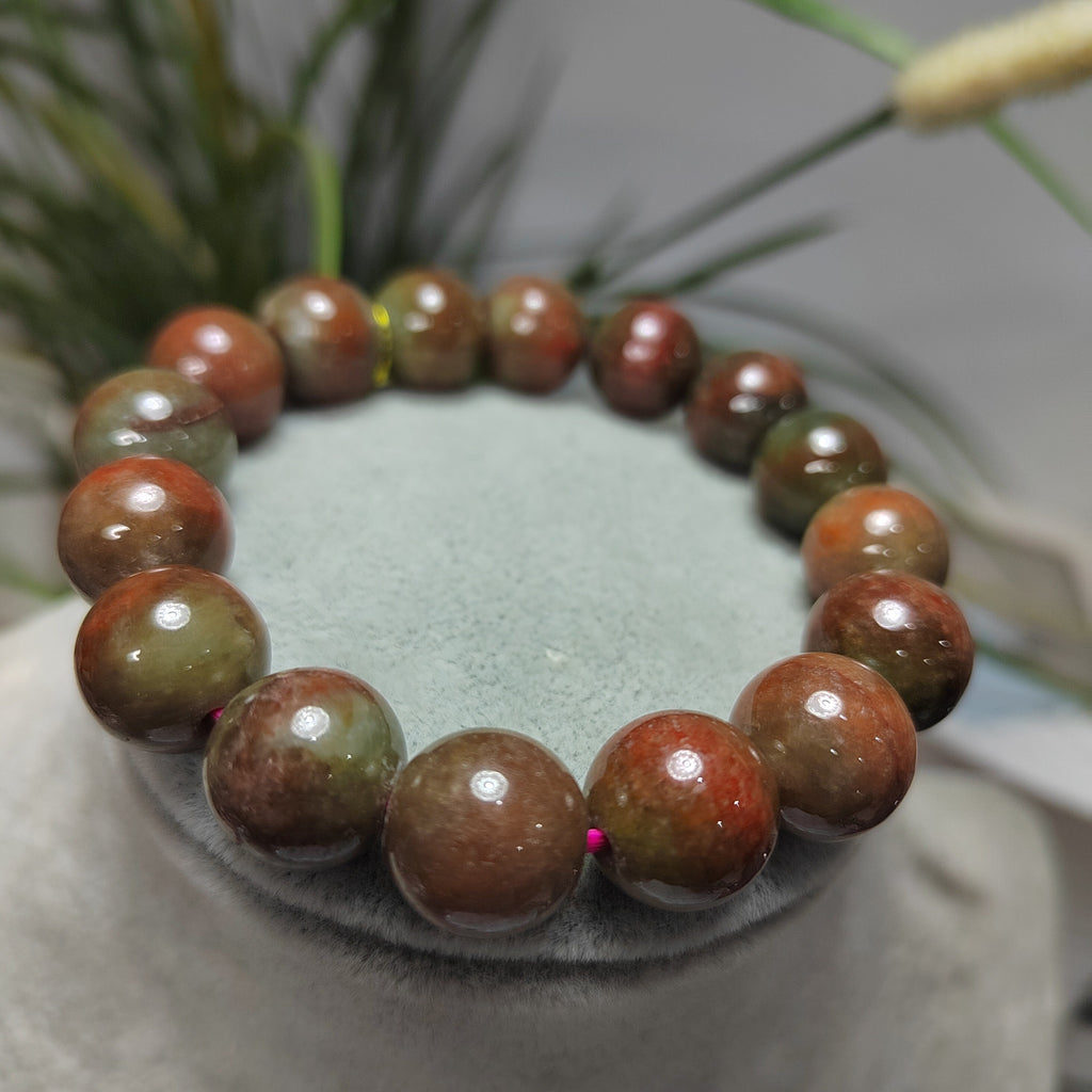 Natural Untreated Beautiful Mix Colors Burmese Rare Red Green Jadeite 16pcs Beads Bracelet SL102 - SL Precious
