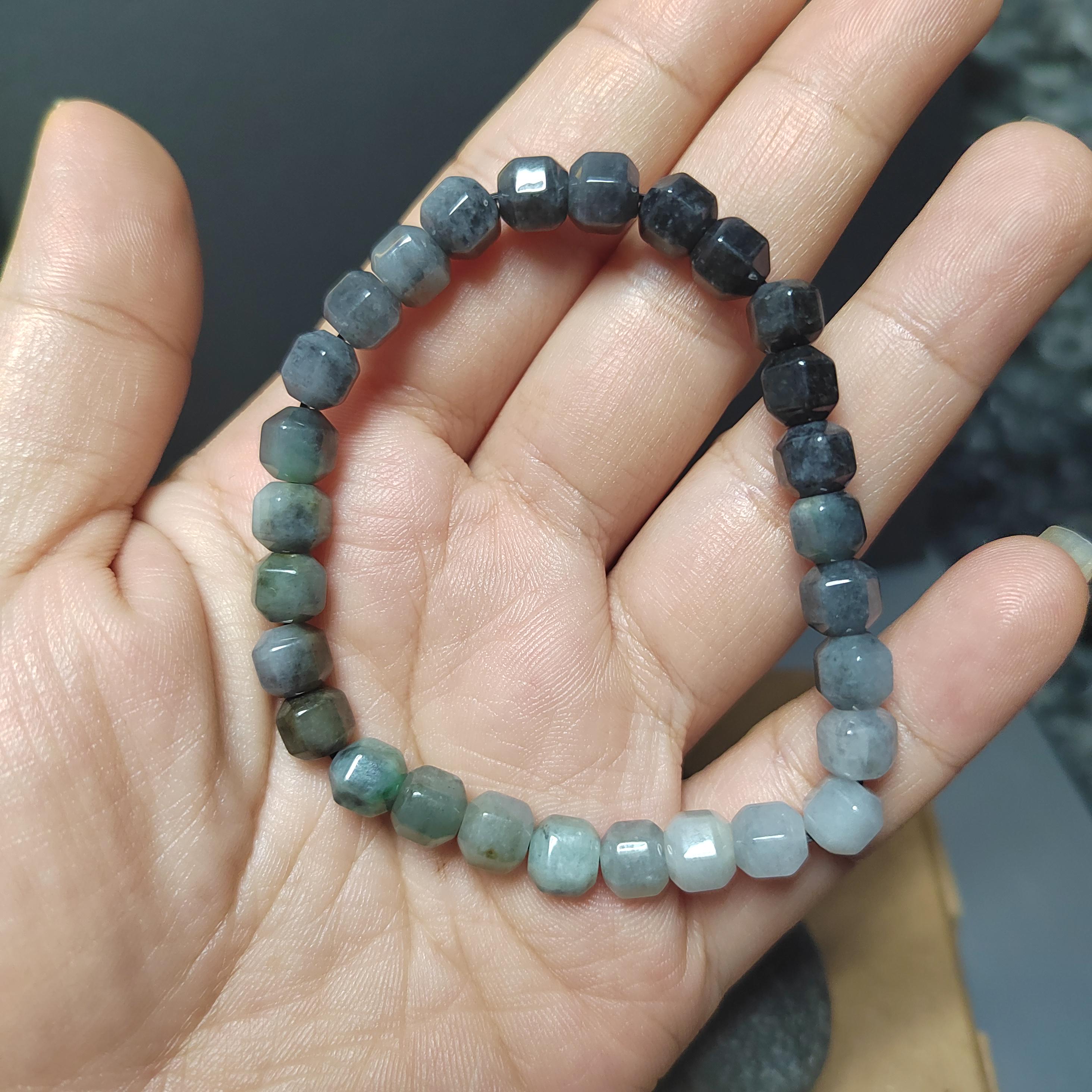 Certified Natural Untreated Burmese 4 Tones Wuji Six Surfaces Diamond Cut Bead Bracelet SL230 - SL Precious