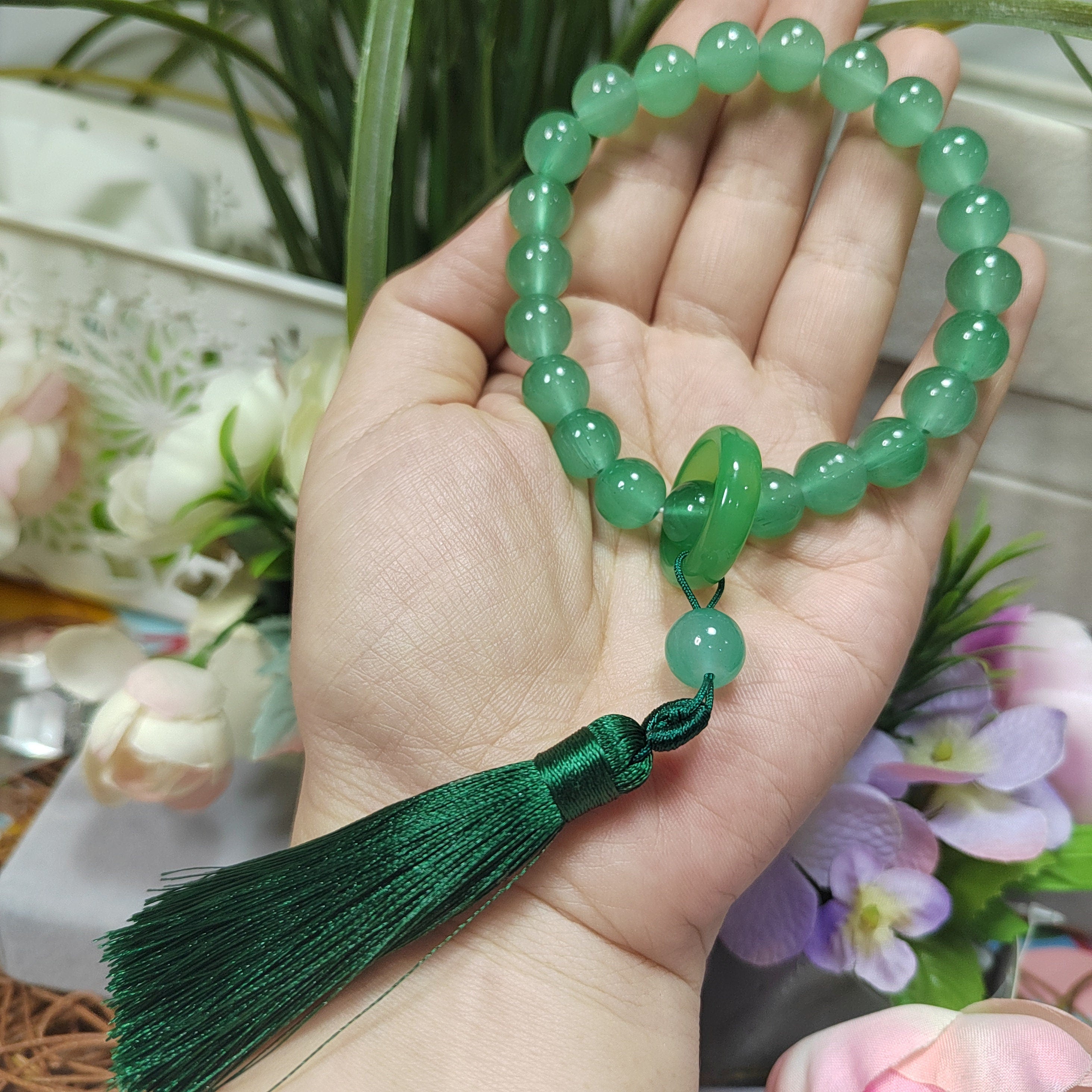 Natural Chalcedony Green Prayer, Calming Beads Bracelet SL106 - SL Precious