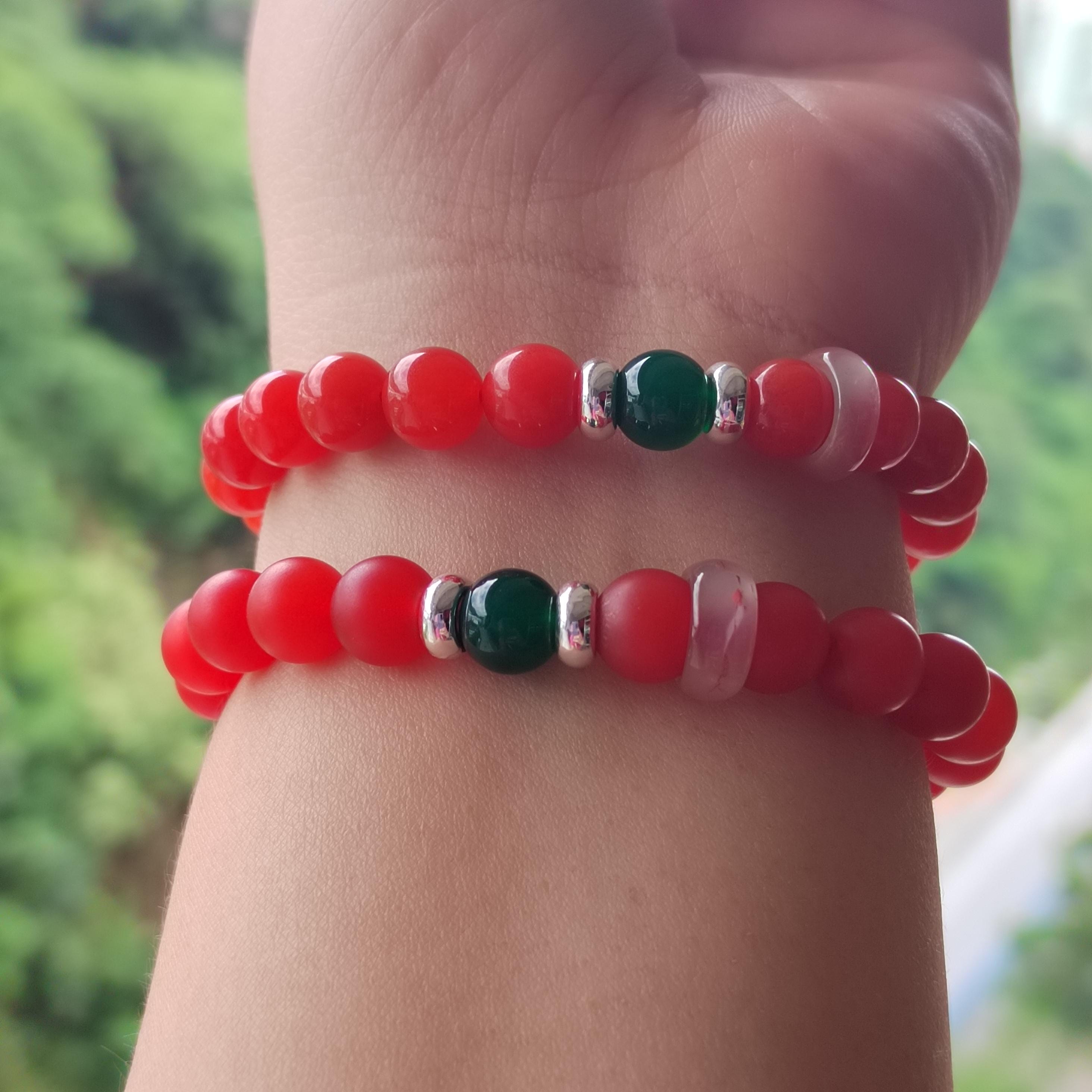 Natural Baoshan Nanhong Red Agate Bead Bracelet & Bangle Set | S9999 Pure Silver Bangle/Bead Green Agate | 4 Designs SL285 SL286 SL287 SL288