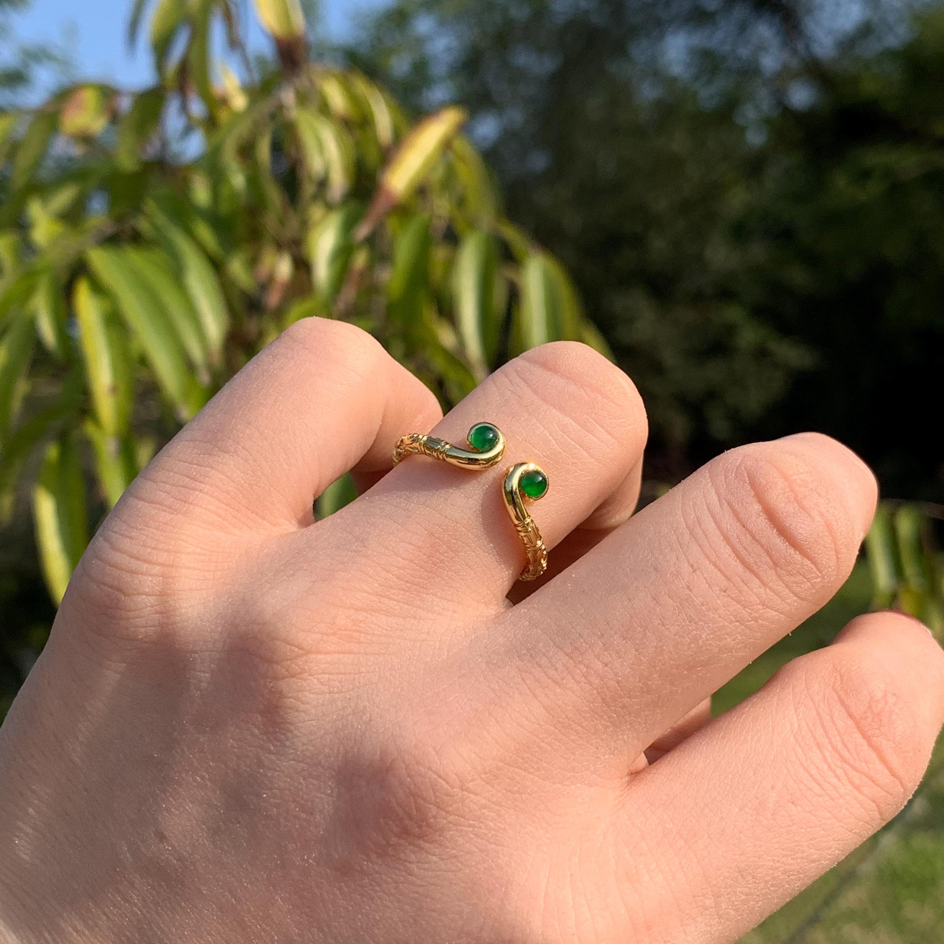 Certified Guatemala Imperial Green Minimalist Design 18k Gold Plated Ring SL248X7 - SL Precious
