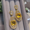 Real Gold Plated Stud Zircon White Yellow Luxury Elegant Earring Party, Anniversary, Wedding, Casual SL157 - SL Precious