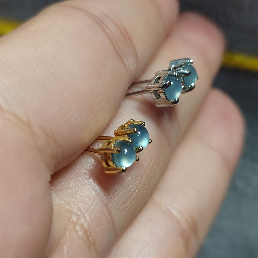 Certified A-Grade High Quality Light Bulbs Effect Natural Untreated Burmese Icy Blue Jadeite Minimalist Stud Earrings |  Birthday Gift SL350 - SL Precious