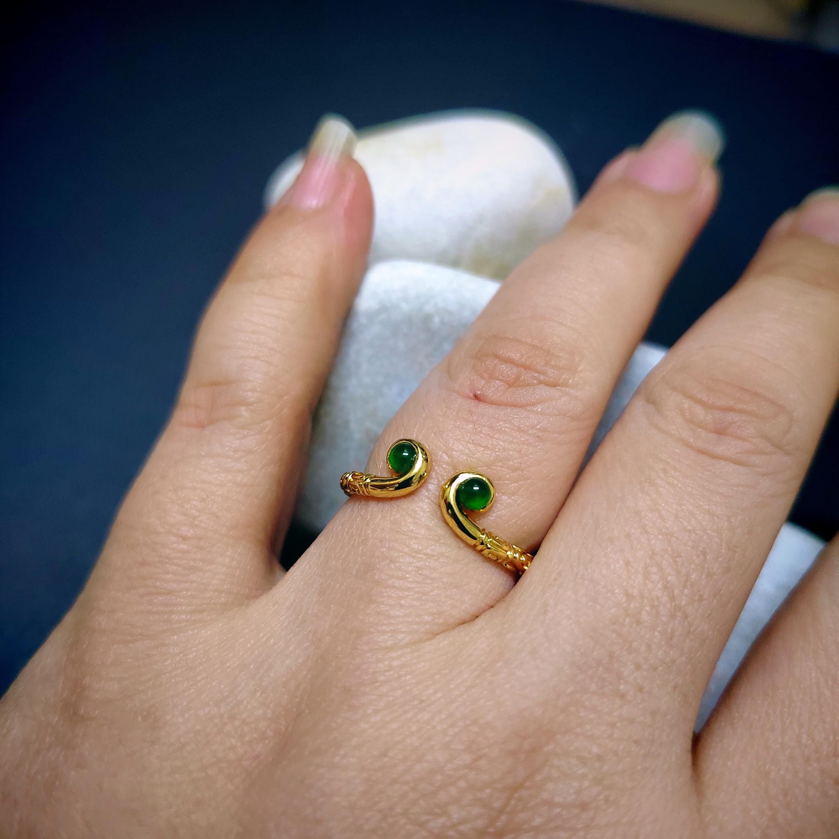 Certified Guatemala Imperial Green Minimalist Design 18k Gold Plated Ring SL248X7 - SL Precious