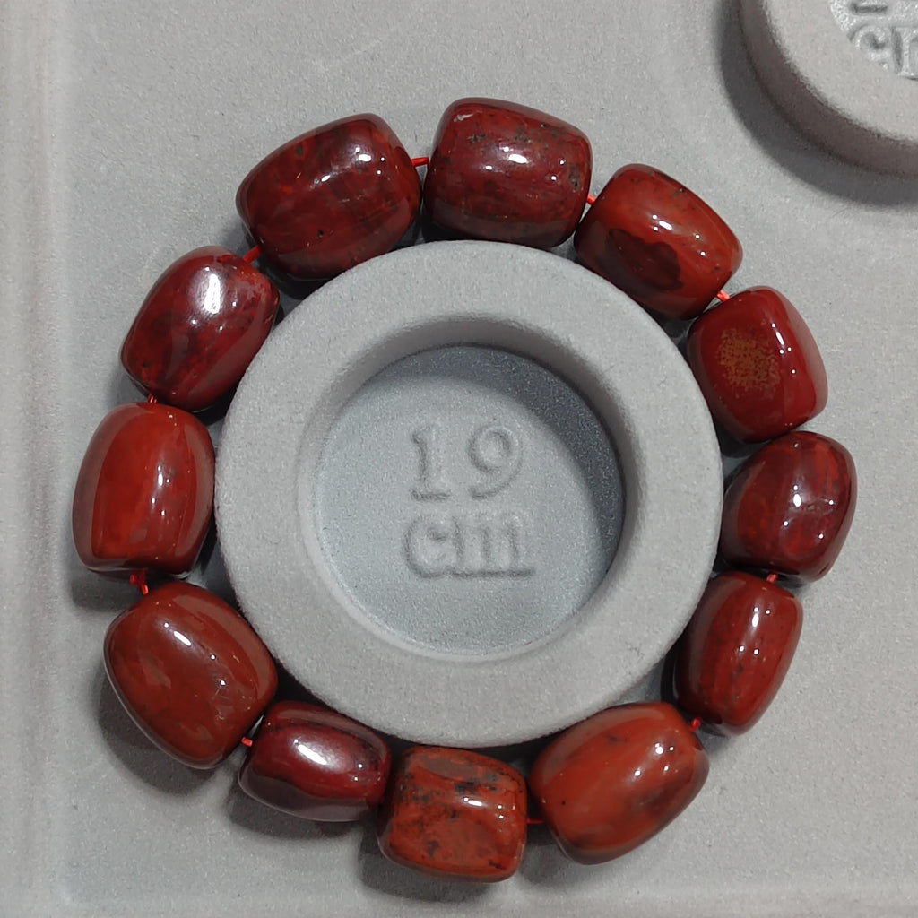 Certified A-Grade Natural Southern Sichuan Liangshan Waxi Ox Blood| Natural Raw Skin| 14-18mm Uneven Beads Bracelet SL380