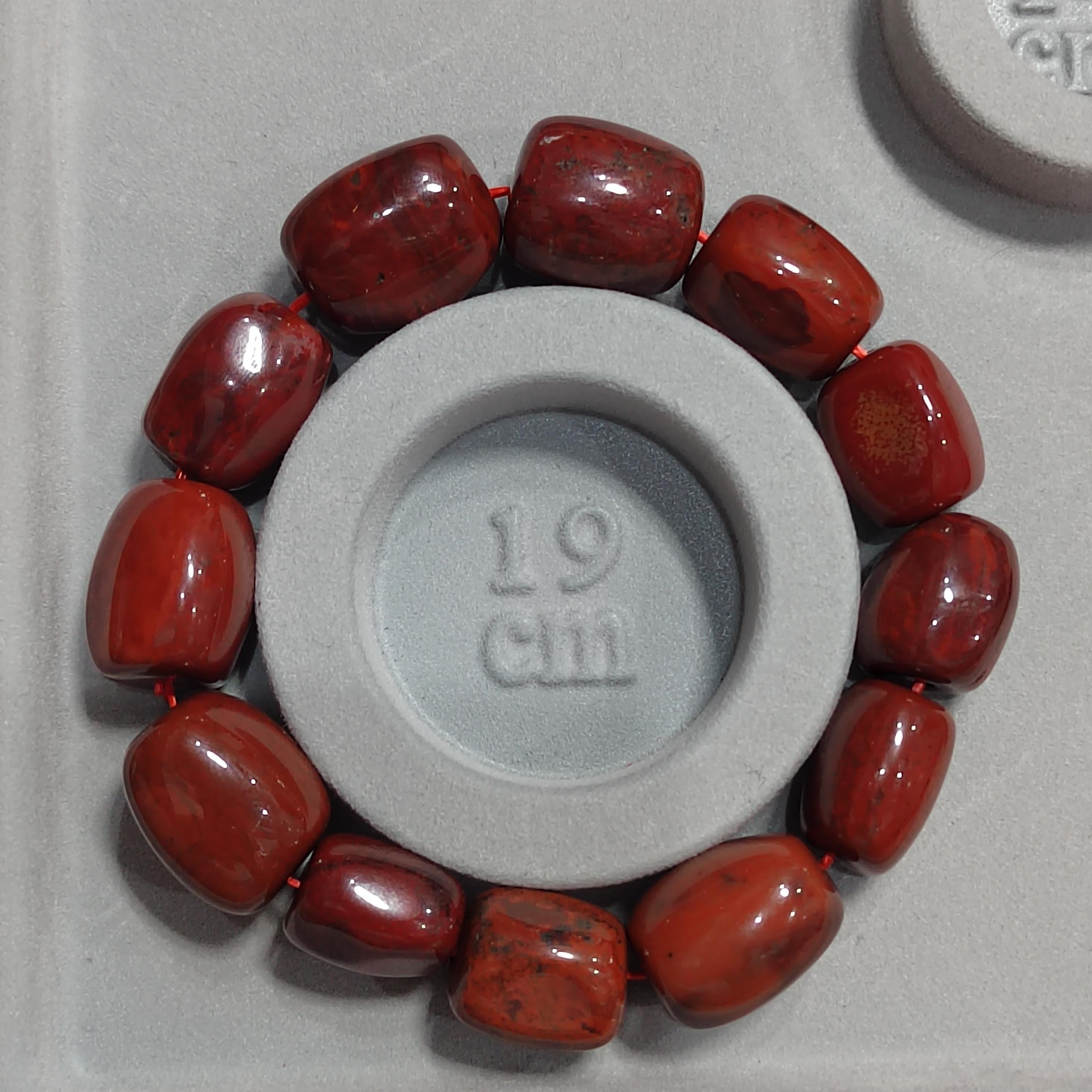 Certified A-Grade Natural Southern Sichuan Liangshan Waxi Ox Blood| Natural Raw Skin| 14-18mm Uneven Beads Bracelet SL380