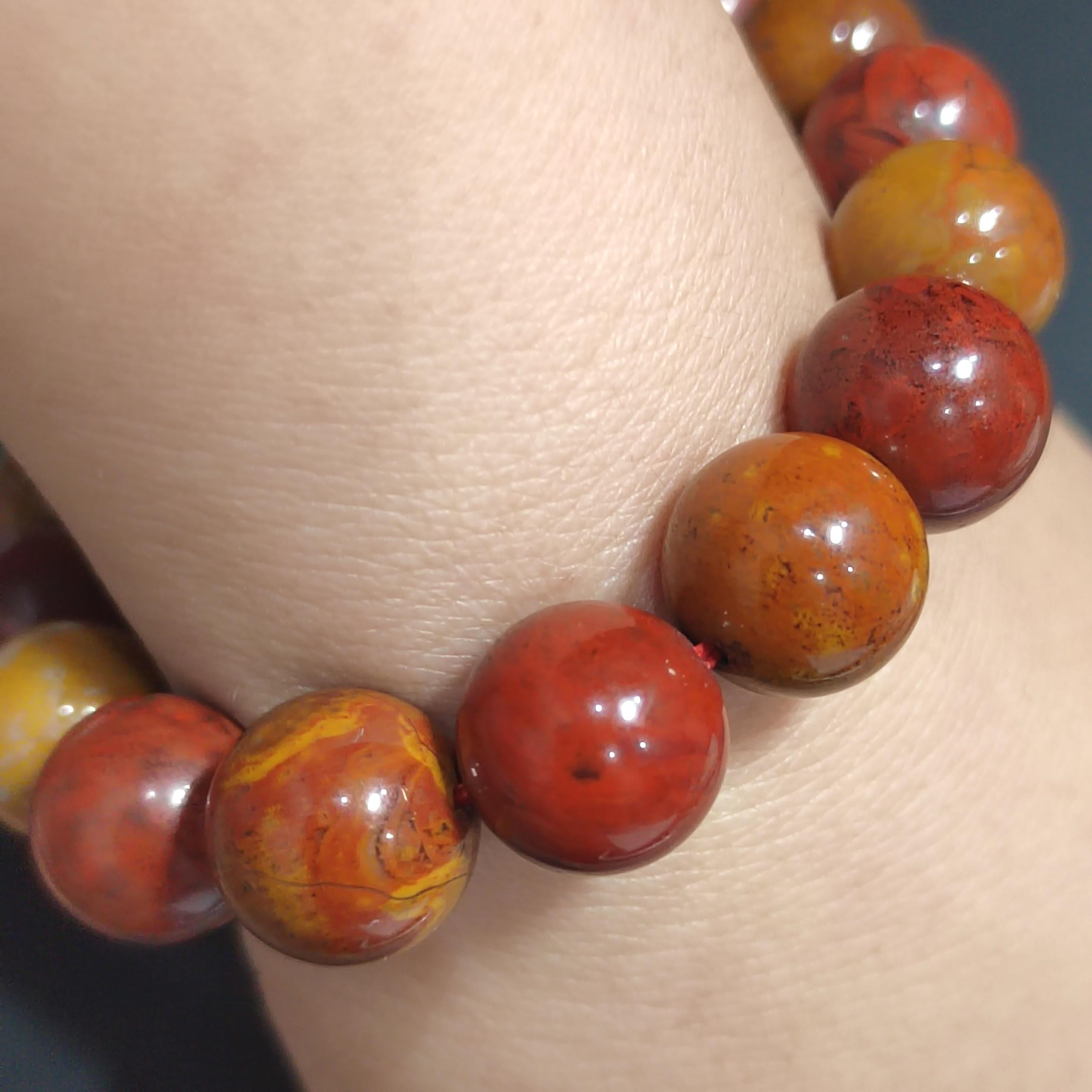 Certified A-Grade Natural Southern Yunna Zhaotong(昭通料） Nanhong Orange/Red Tone Natural Beauty Bead Bracelet SL384