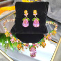 Zircon Flower Leaf Jewelry Set: Teardrop Necklace & Earrings SL153 - SL Precious